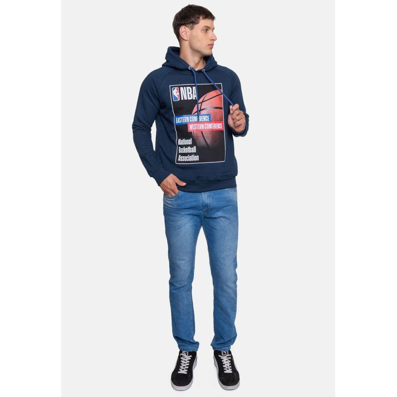 Blusão de Moletom com Capuz Nba Raglan Cover - Masculino - Foto 5