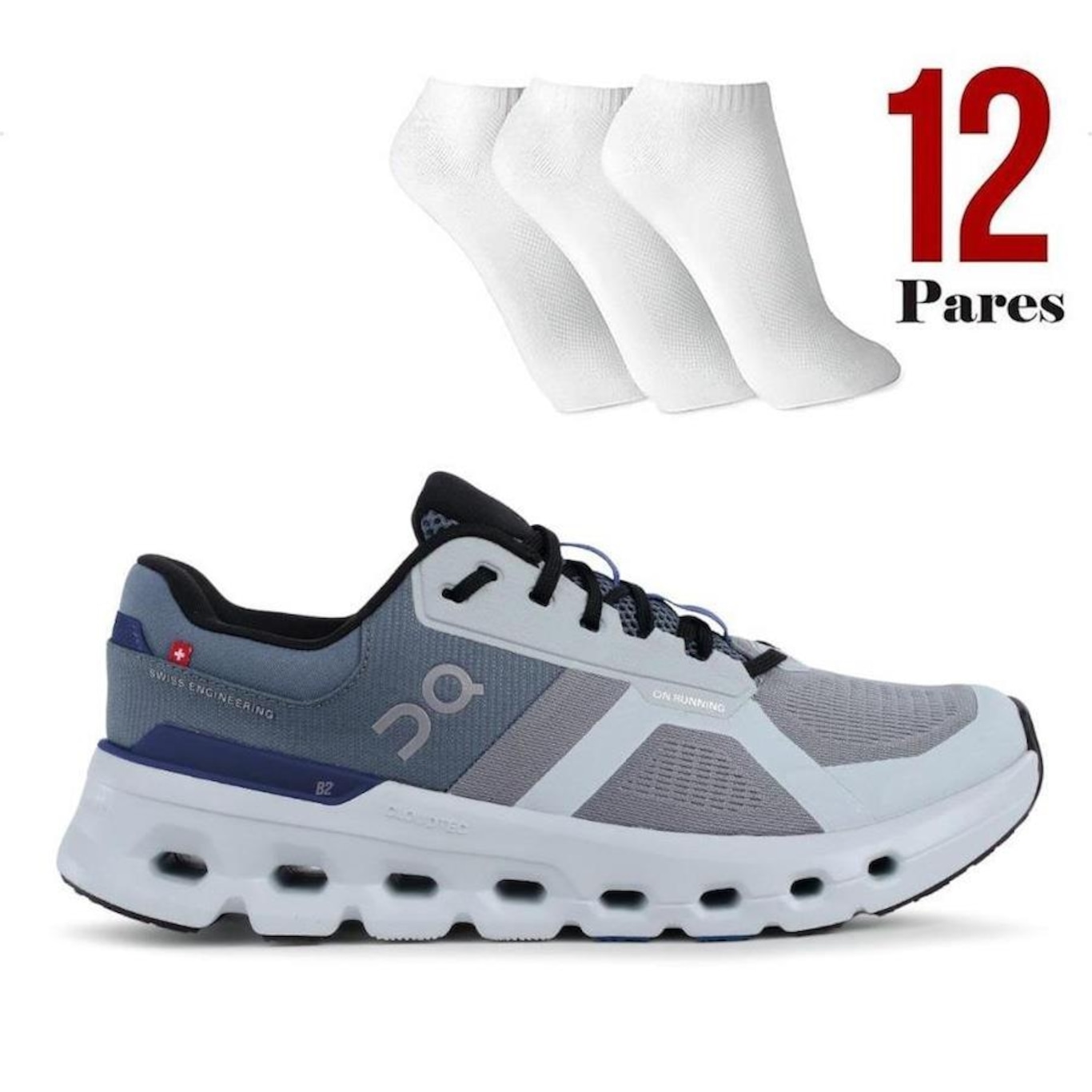 Kit Tenis On Running Cloudrunner 2 + 12 Pares de Meias - Masculino - Foto 1