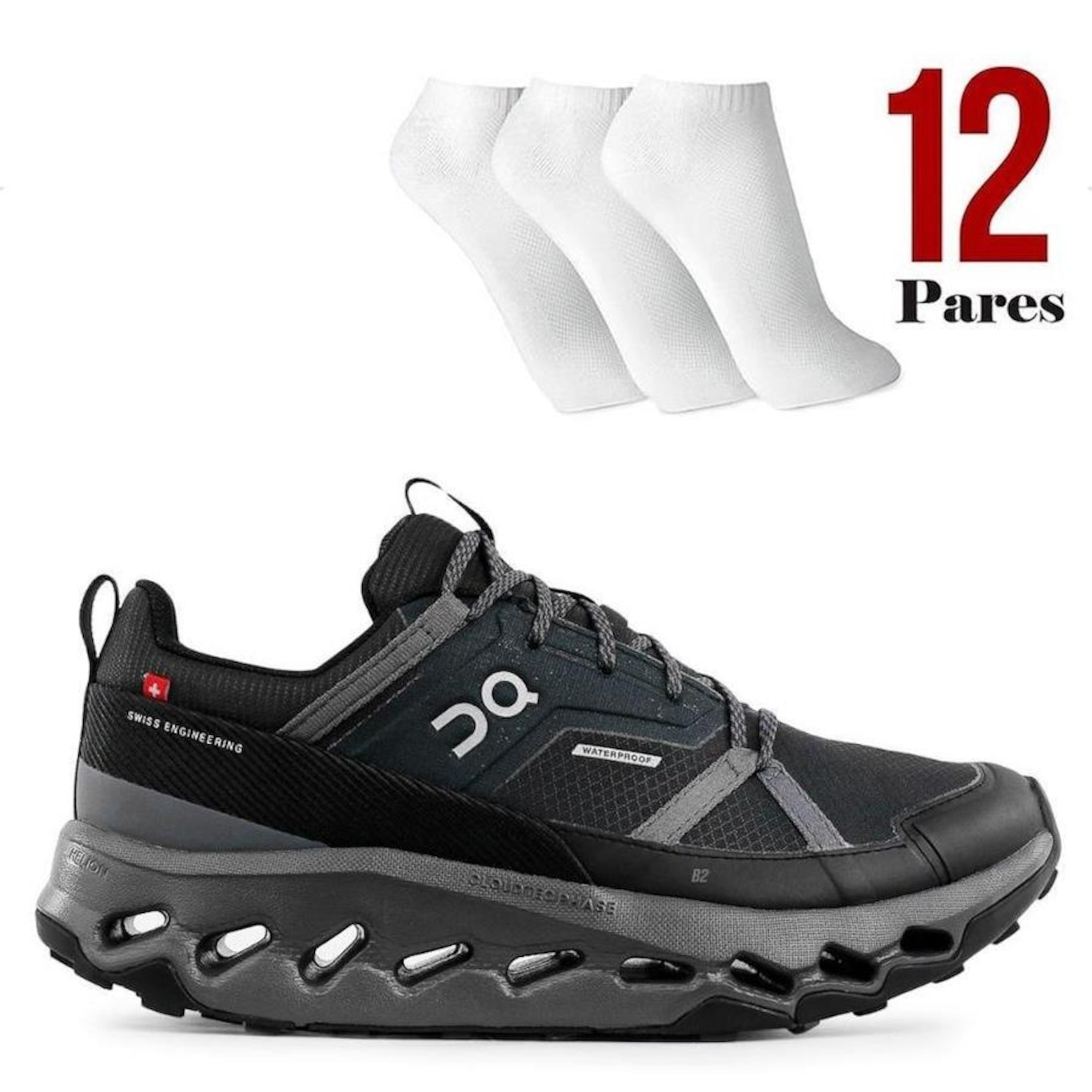 Kit Tenis On Running Cloudhorizon Waterproof + 12 Pares de Meias - Feminino - Foto 1