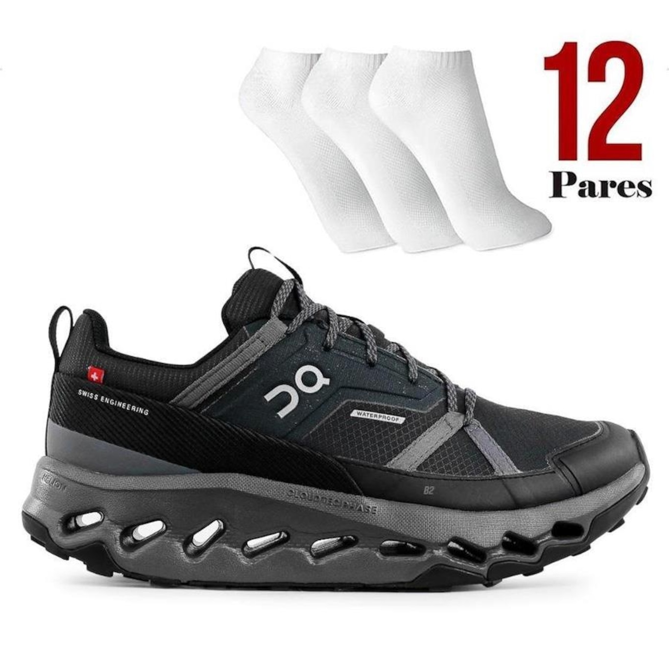 Kit Tenis On Running Cloudhorizon Waterproof + 12 Pares de Meias - Masculino - Foto 1