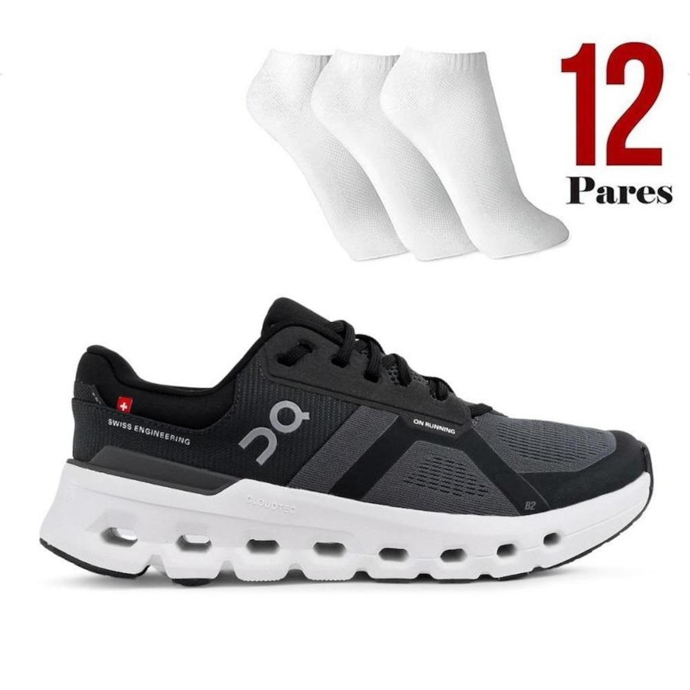 Kit Tenis On Running Cloudrunner 2 + 12 Pares de Meias - Feminino - Foto 1