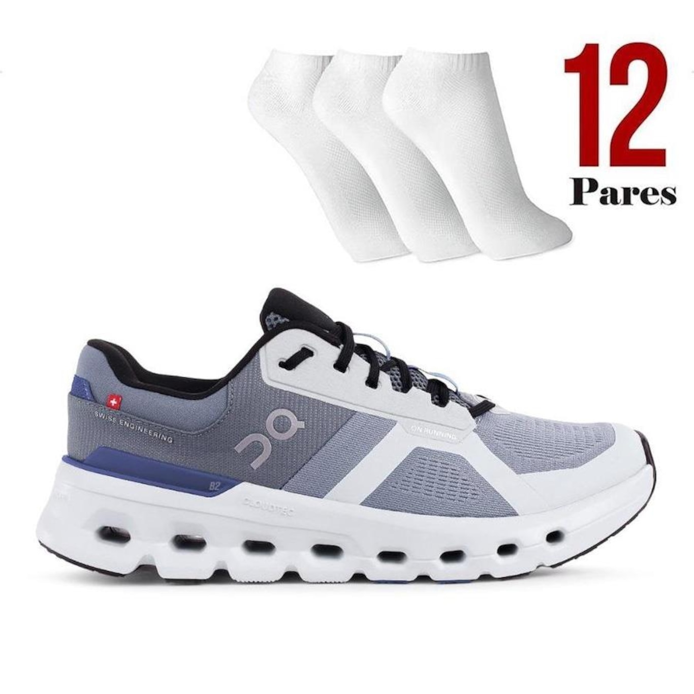 Kit Tenis On Running Cloudrunner 2 + 12 Pares de Meias - Feminino - Foto 1