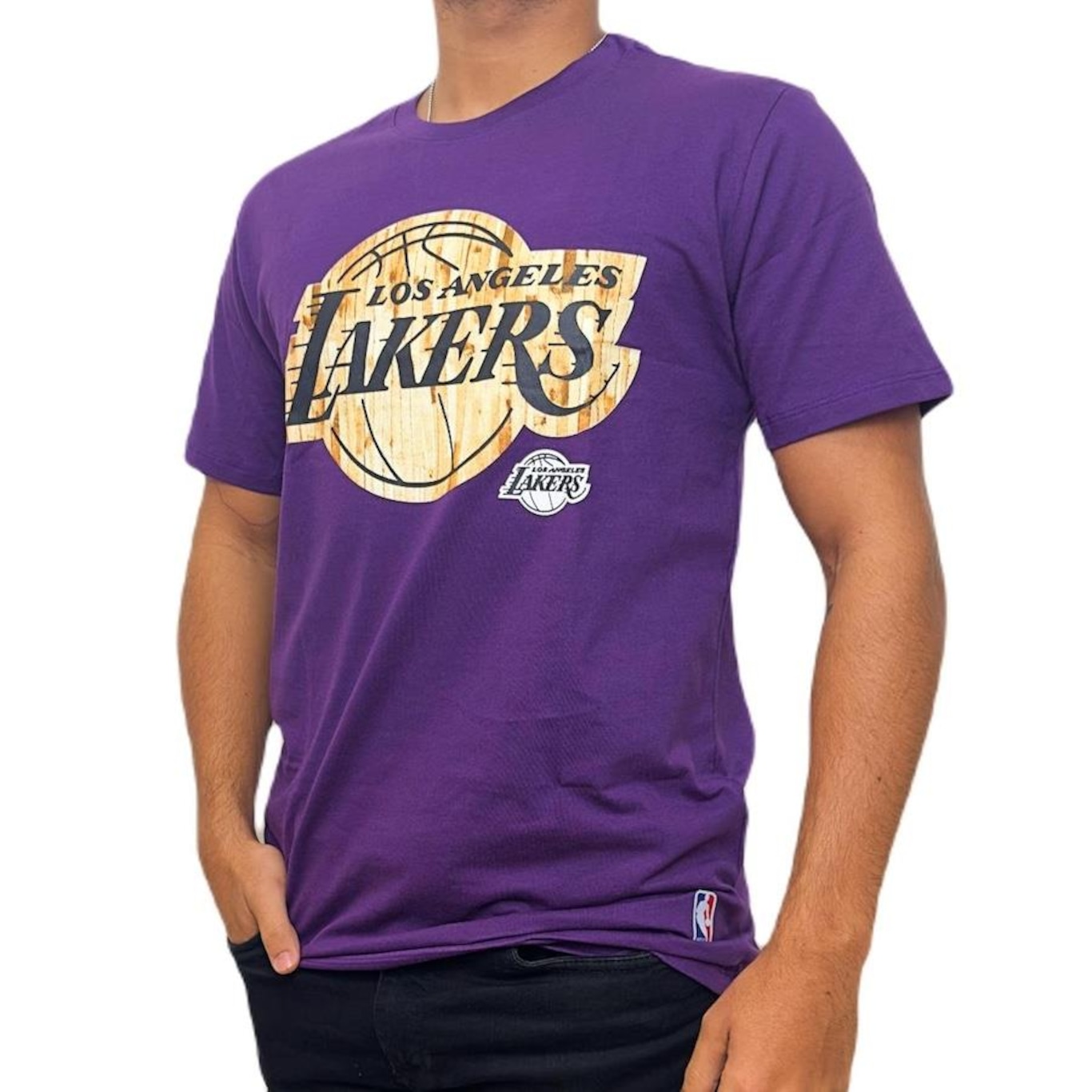 Camiseta Nba Los Angeles Lakers Wood Court - Masculina - Foto 2