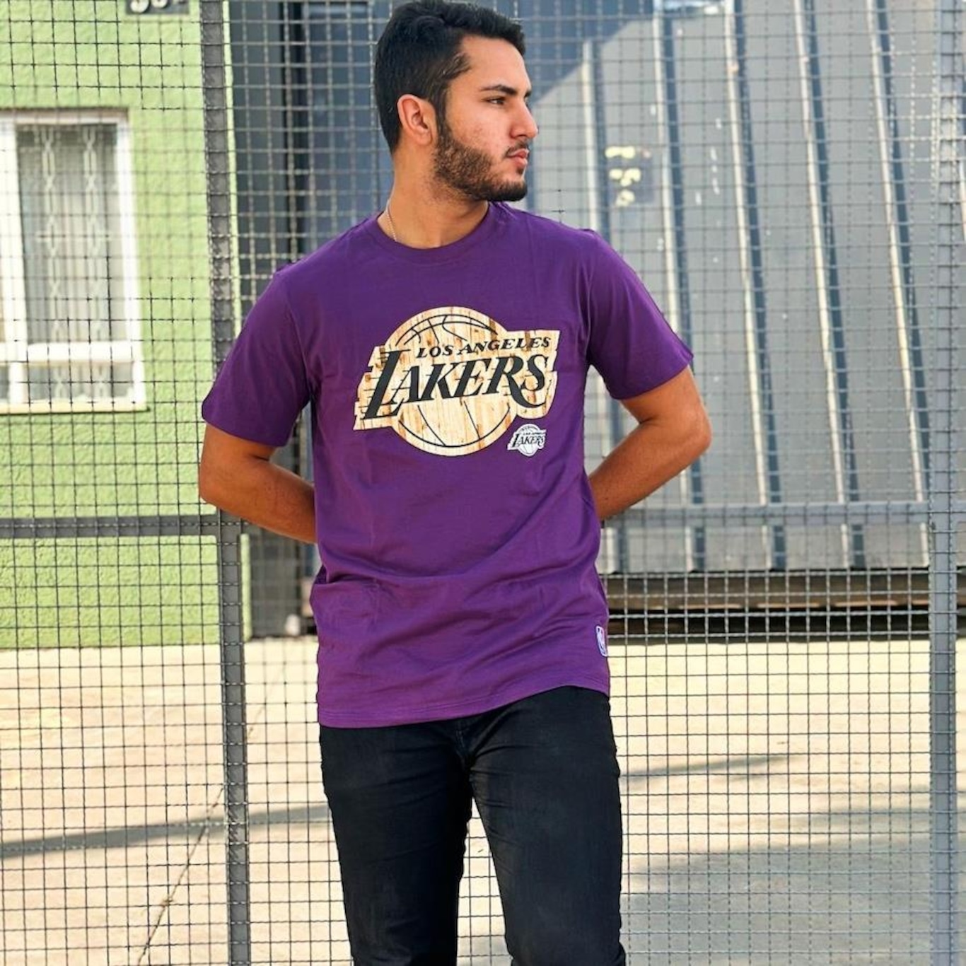 Camiseta Nba Los Angeles Lakers Wood Court - Masculina - Foto 3