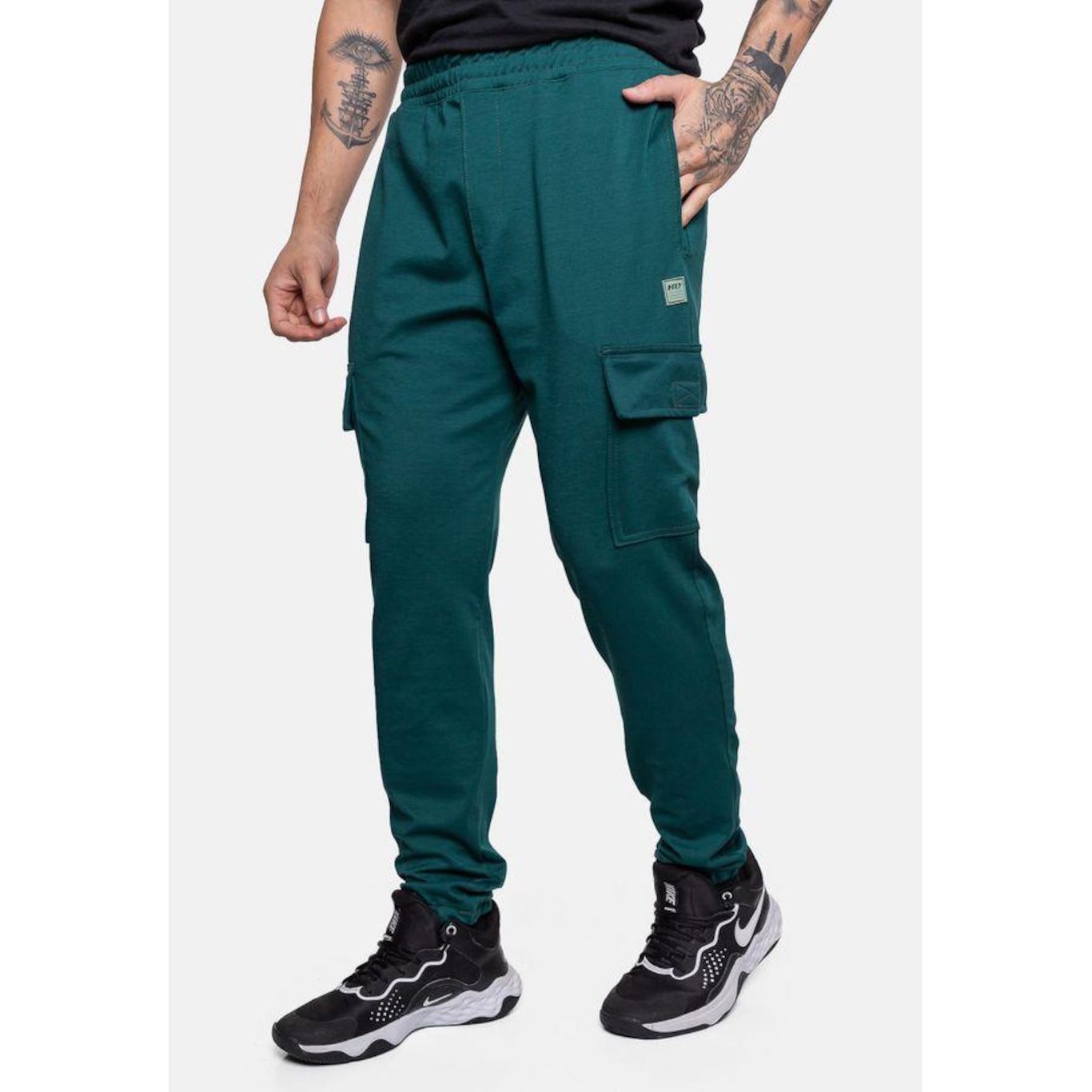 Calça de Moletom Hd Cargo Teal - Masculina - Foto 4