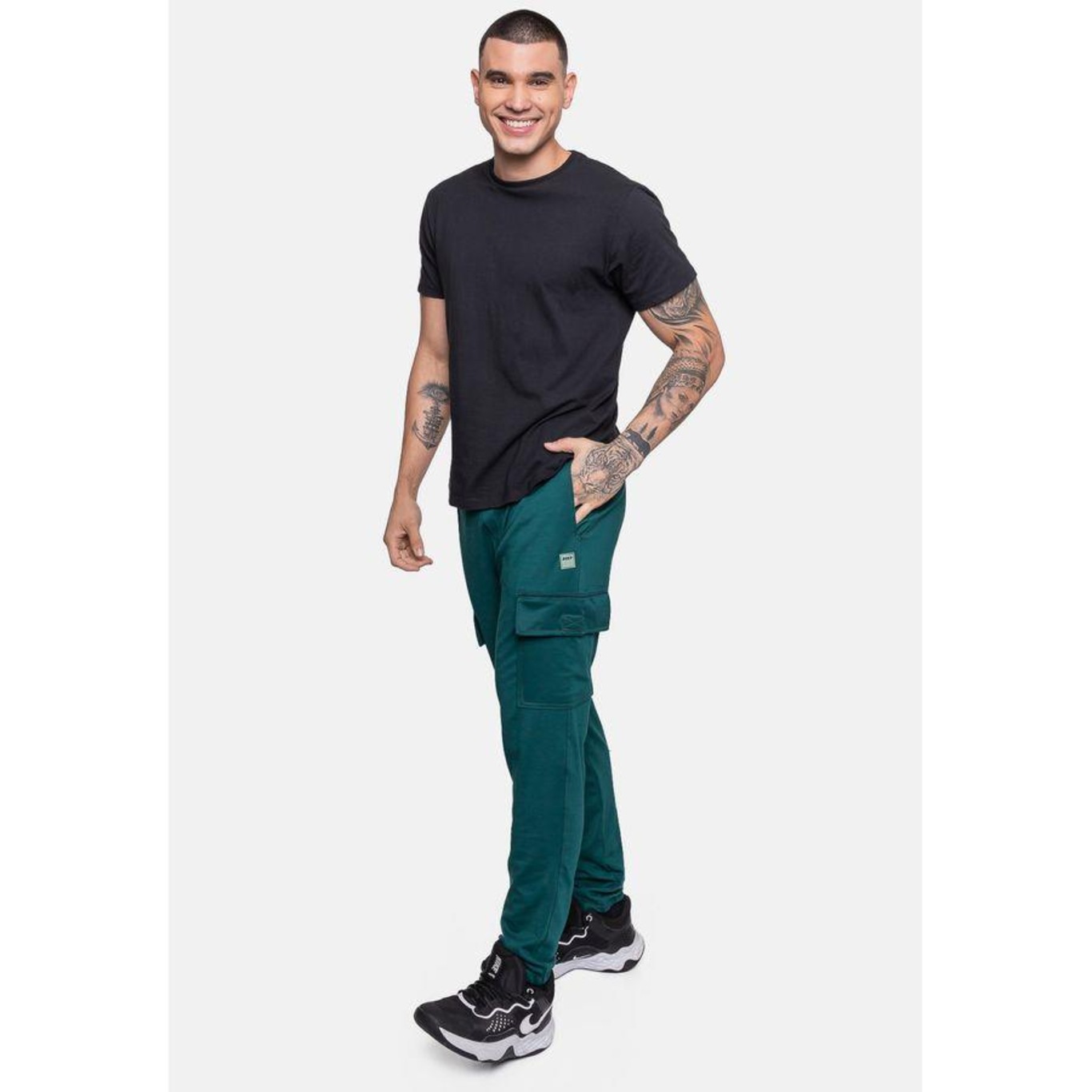 Calça de Moletom Hd Cargo Teal - Masculina - Foto 5