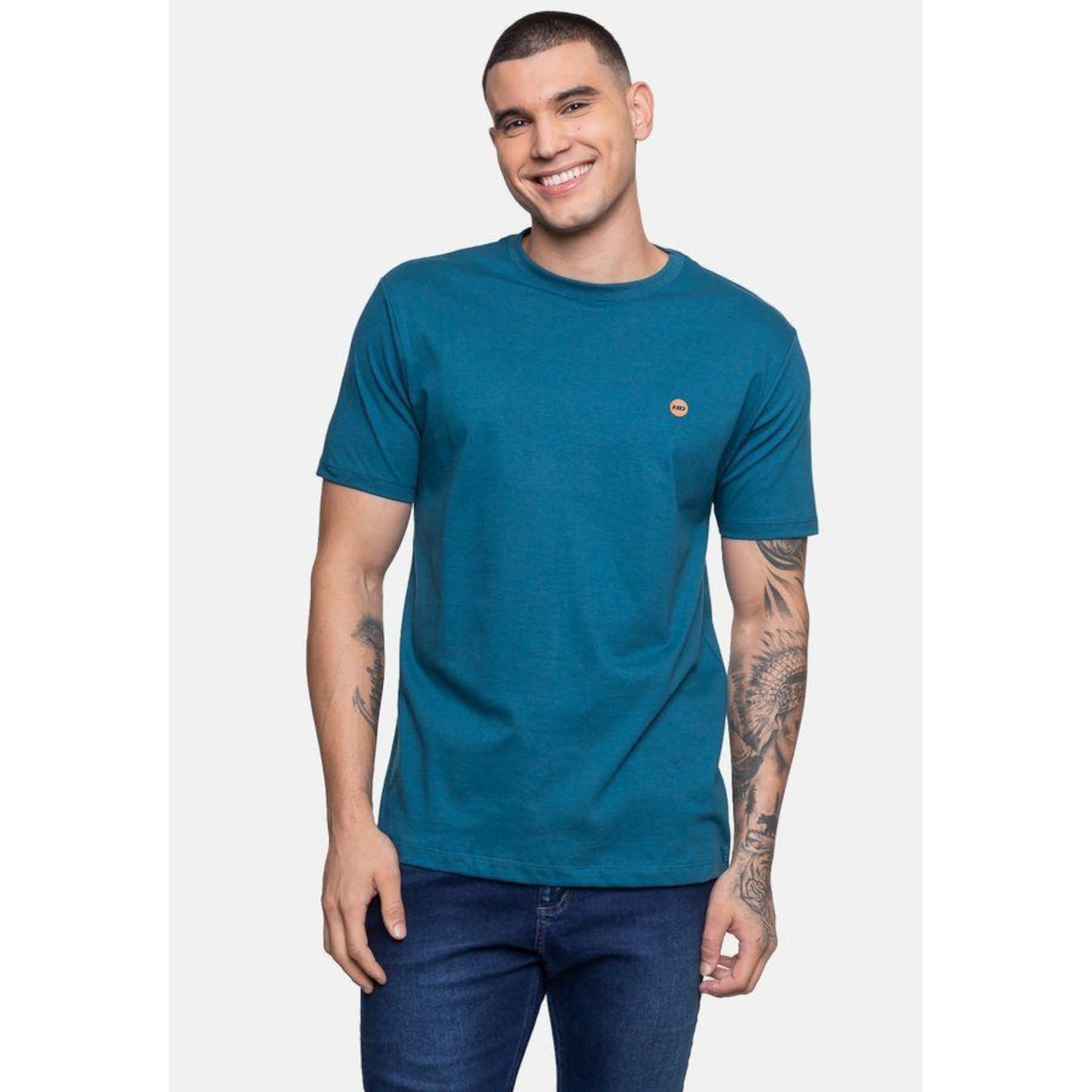 Camiseta Hd Circle Wave Azul Tempestade - Masculina - Foto 1