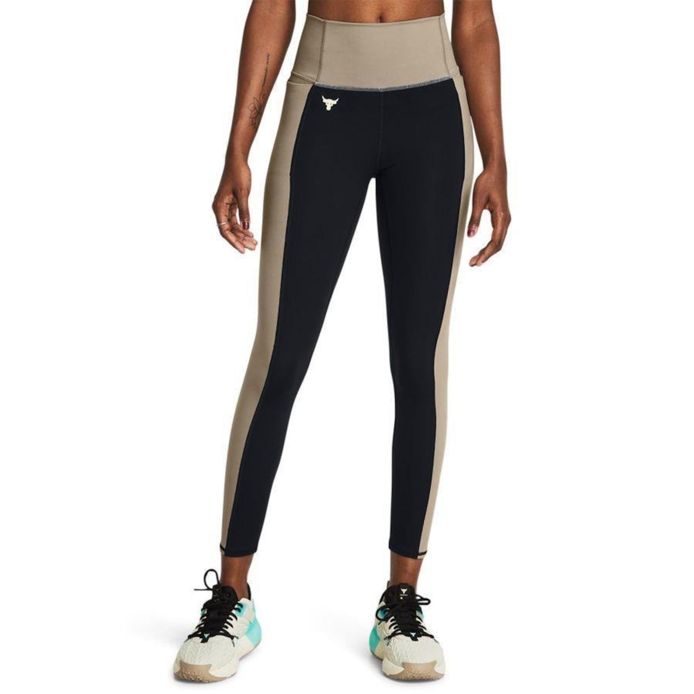 Calça Legging Under Armour Project Rock Lets Go Colorblock - Feminino - Foto 1