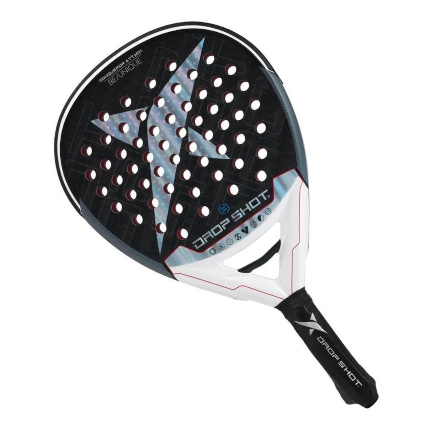 Padel Racket Drop Shot Conqueror Attack 1.5 Grey Carbon fibre