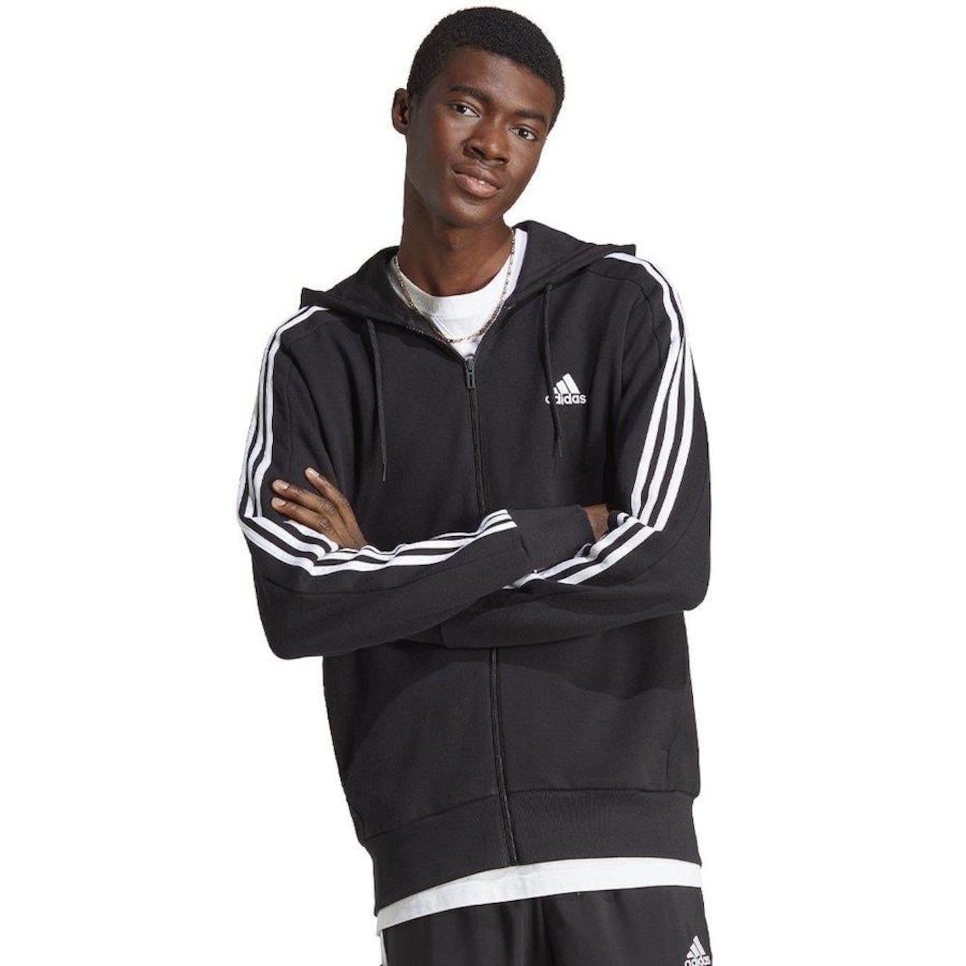 Jaqueta com Capuz adidas Essentials 3-Stripes - Masculina - Foto 1