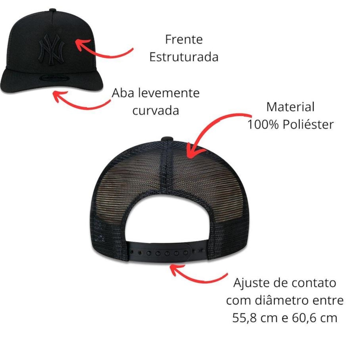 Boné Aba Curva New Era 9Forty New York Yankees - Snapback - Adulto - Foto 2