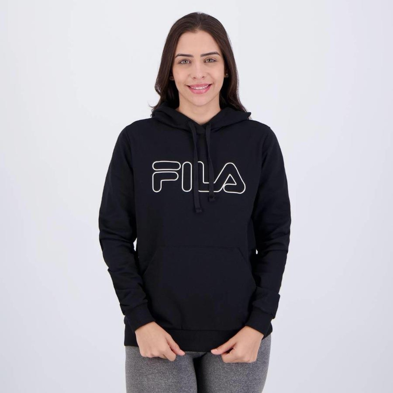 Blusão de Moletom com Capuz Fila Outline Basic - Feminino - Foto 1