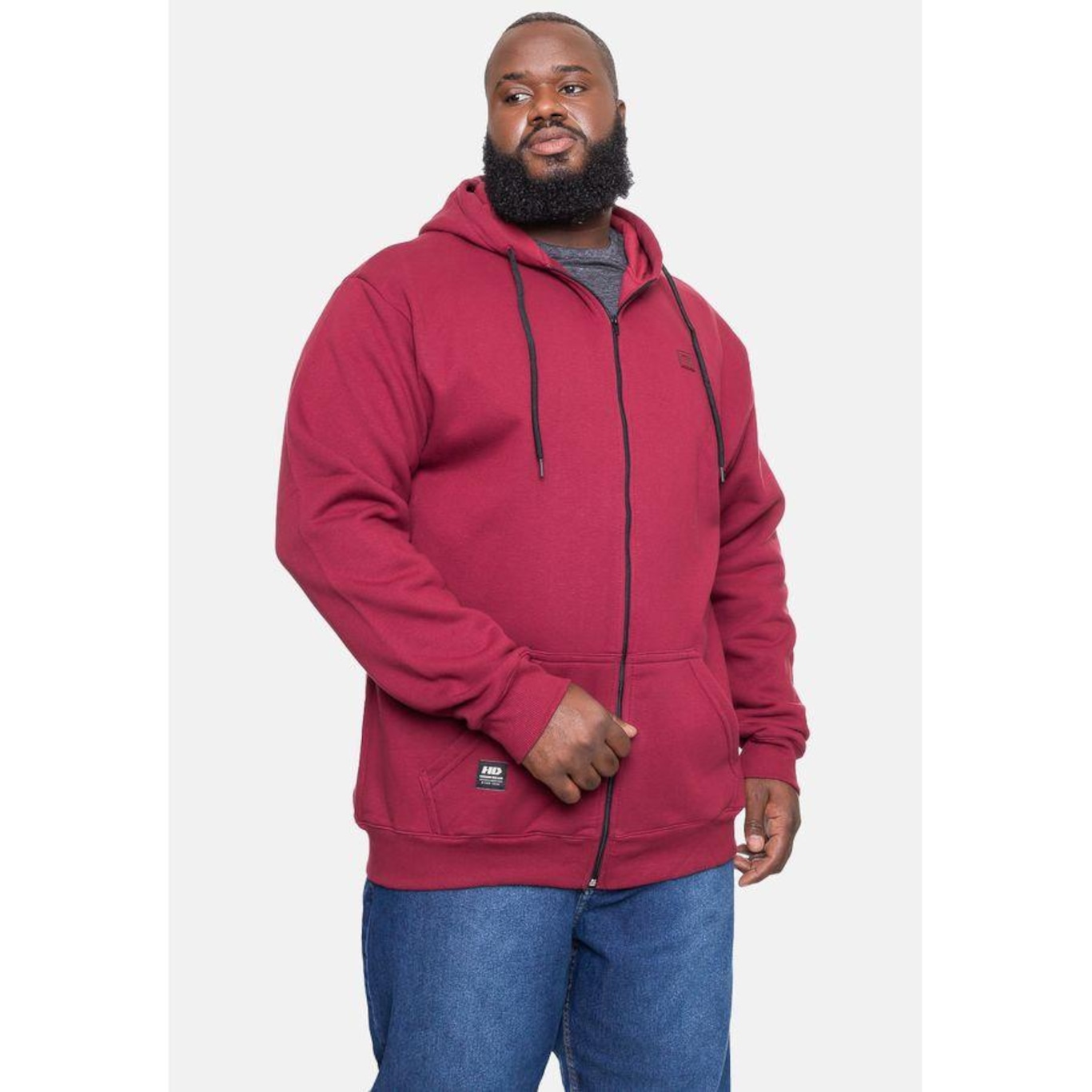 Blusão de Moletom com Capuz  Hd Plus Size Canguru Trip Chamberry - Masculino - Foto 4