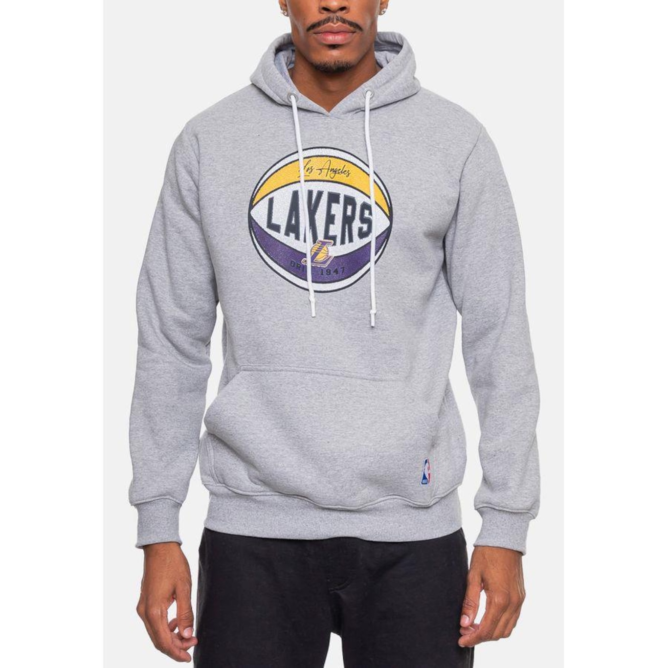 Blusão de Moletom com Capuz NbaBasketball Los Angeles Lakers - Masculino - Foto 3