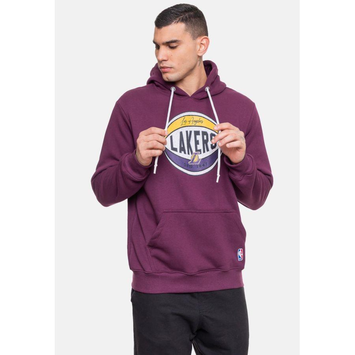 Blusão de Moletom com Capuz Nba Basketball Los Angeles Lakers - Masculino - Foto 4