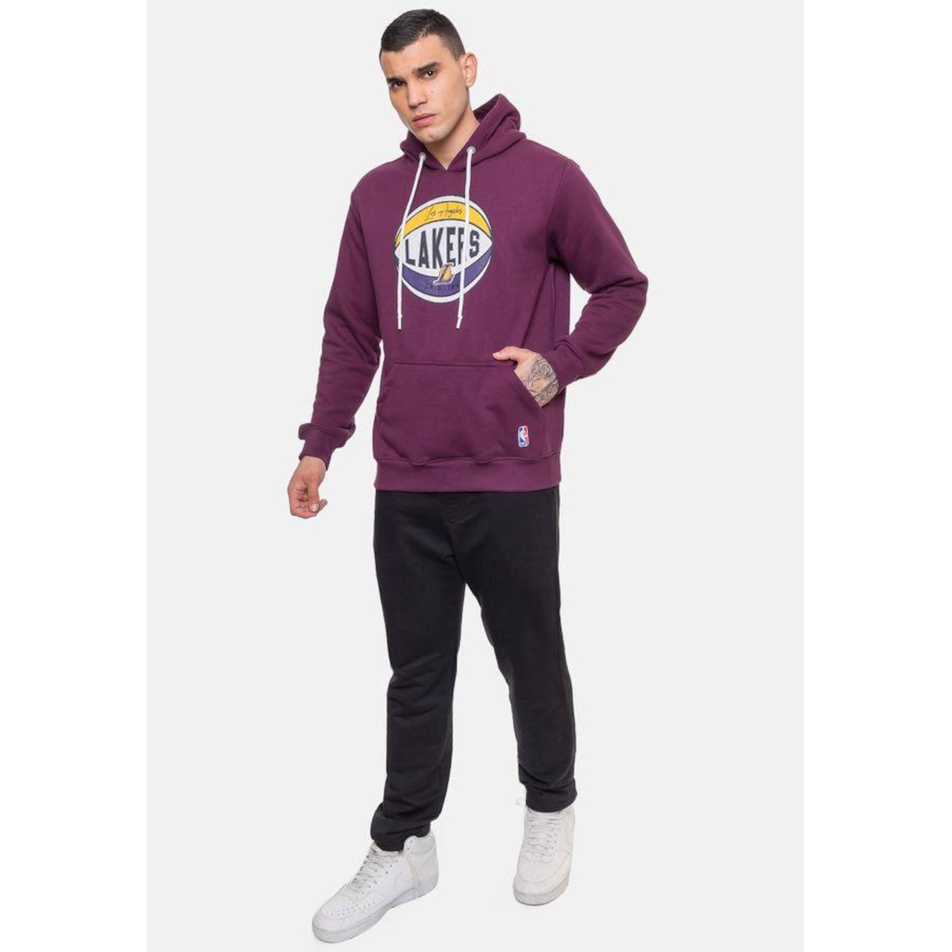 Blusão de Moletom com Capuz Nba Basketball Los Angeles Lakers - Masculino - Foto 5