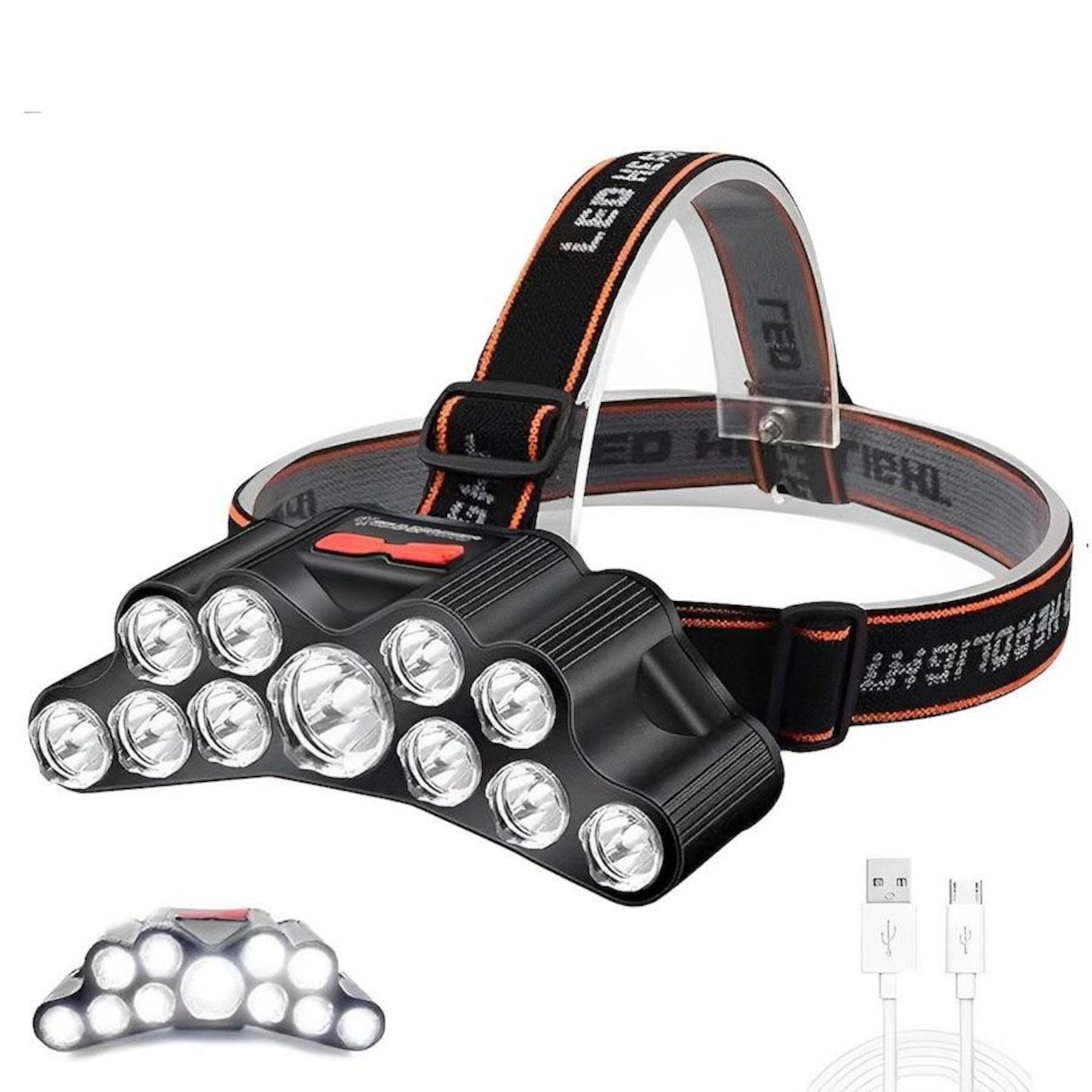 Lanterna Cabeça Gold Sports Holofote 11 Led Recarregável 4 Model Bateria de Lítio a Prova Água - Foto 1