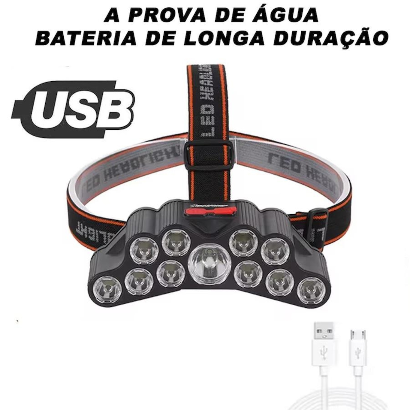 Lanterna Cabeça Gold Sports Holofote 11 Led Recarregável 4 Model Bateria de Lítio a Prova Água - Foto 4