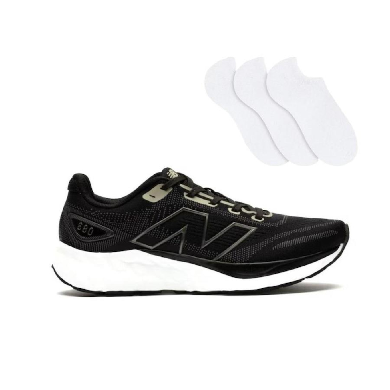 Kit Tênis New Balance Fresh Foam 680 V8 Feminino + 3 Pares de Meias - Foto 1