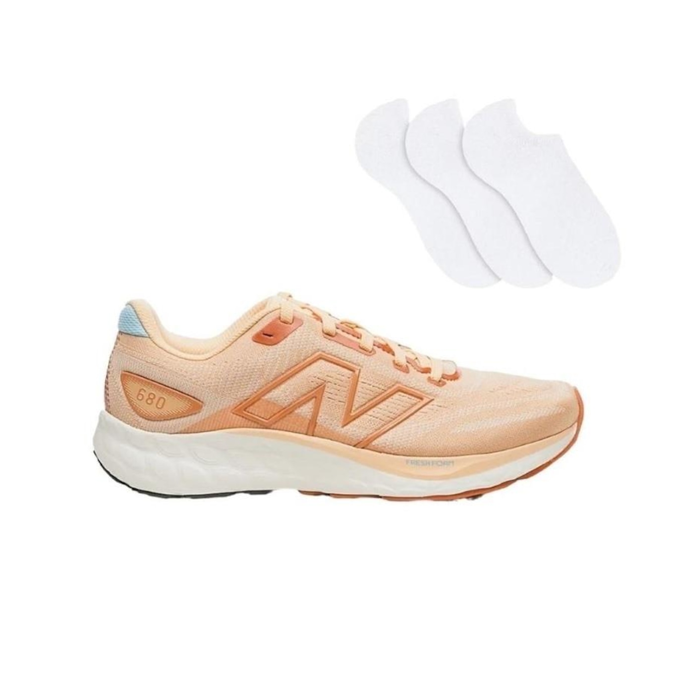 Kit Tênis New Balance Fresh Foam 680 V8 Feminino + 3 Pares de Meias - Foto 1