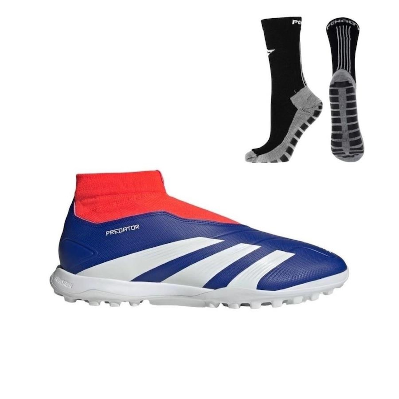 Chuteira Society Adidas Predator League Ll Sem Cadarço + Meia Antiderrapante - Adulto - Foto 1