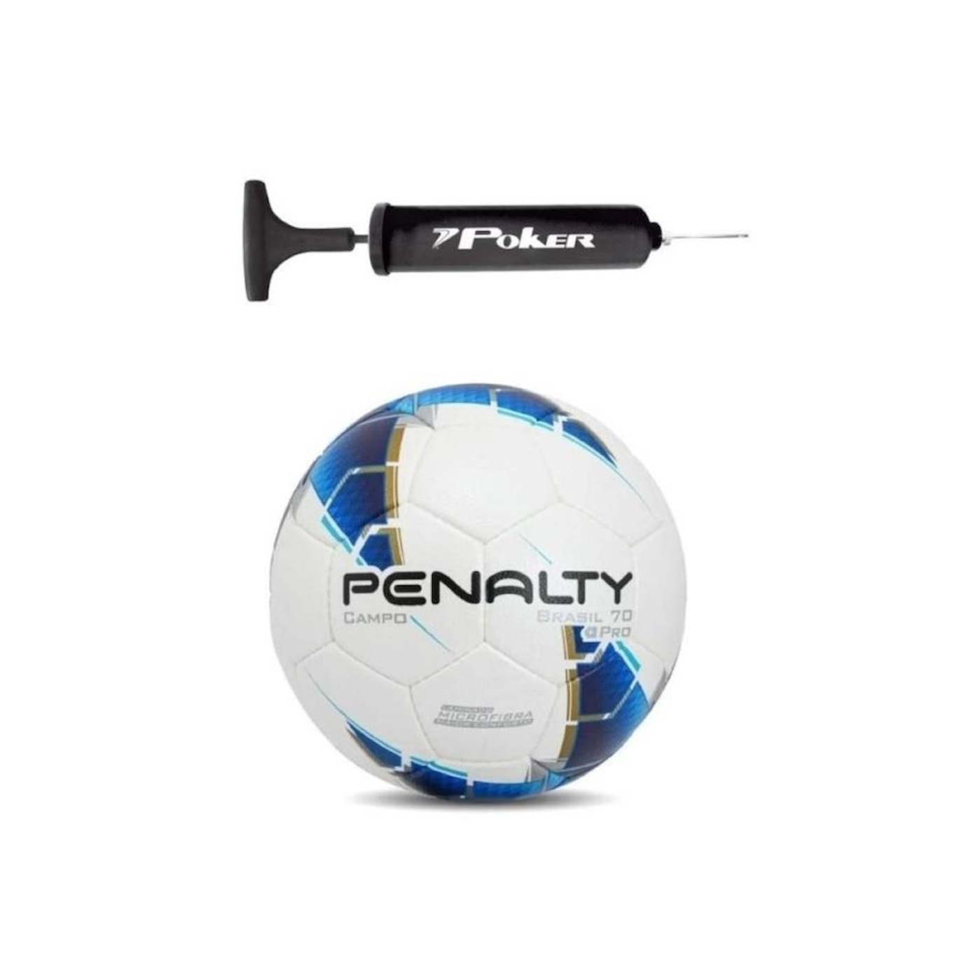 Kit Bola Futebol De Campo Penalty Brasil 70 Pró Xxiii + Bomba De Ar - Foto 1