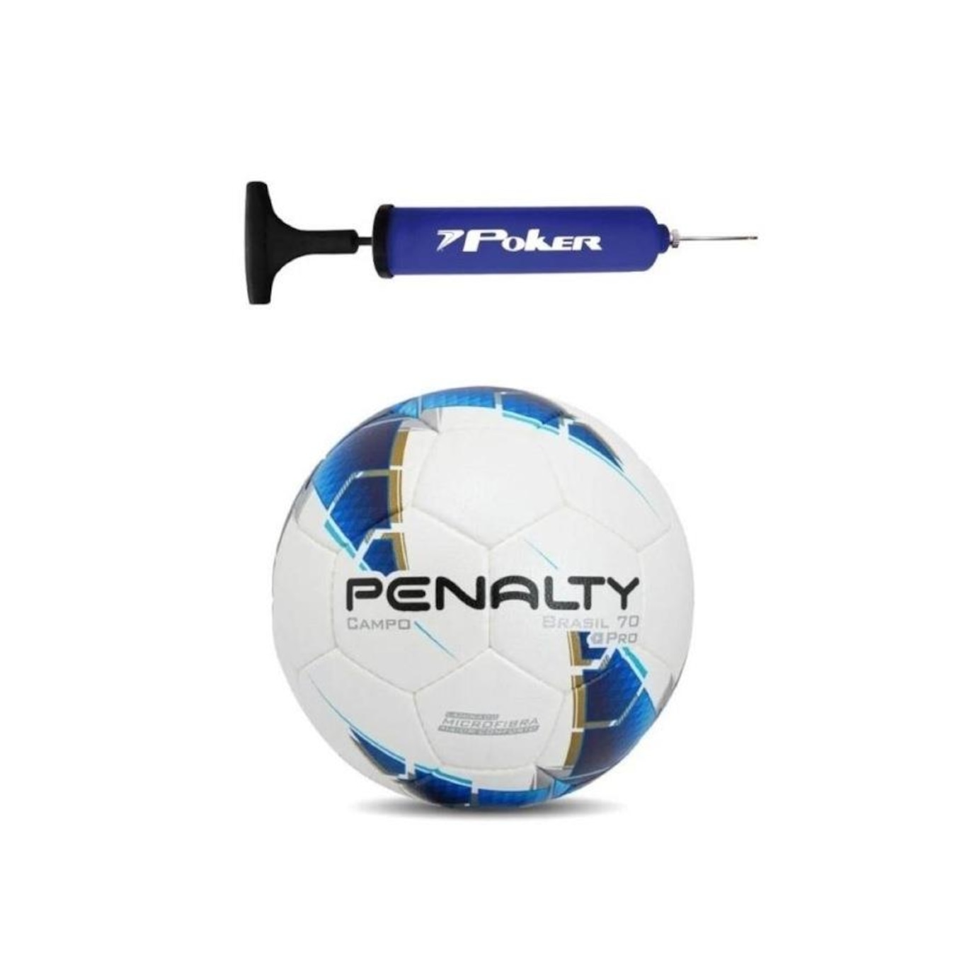 Kit Bomba Bola Futebol De Campo Penalty Brasil 70 Pró Xxiii + Bomba De Ar - Foto 1