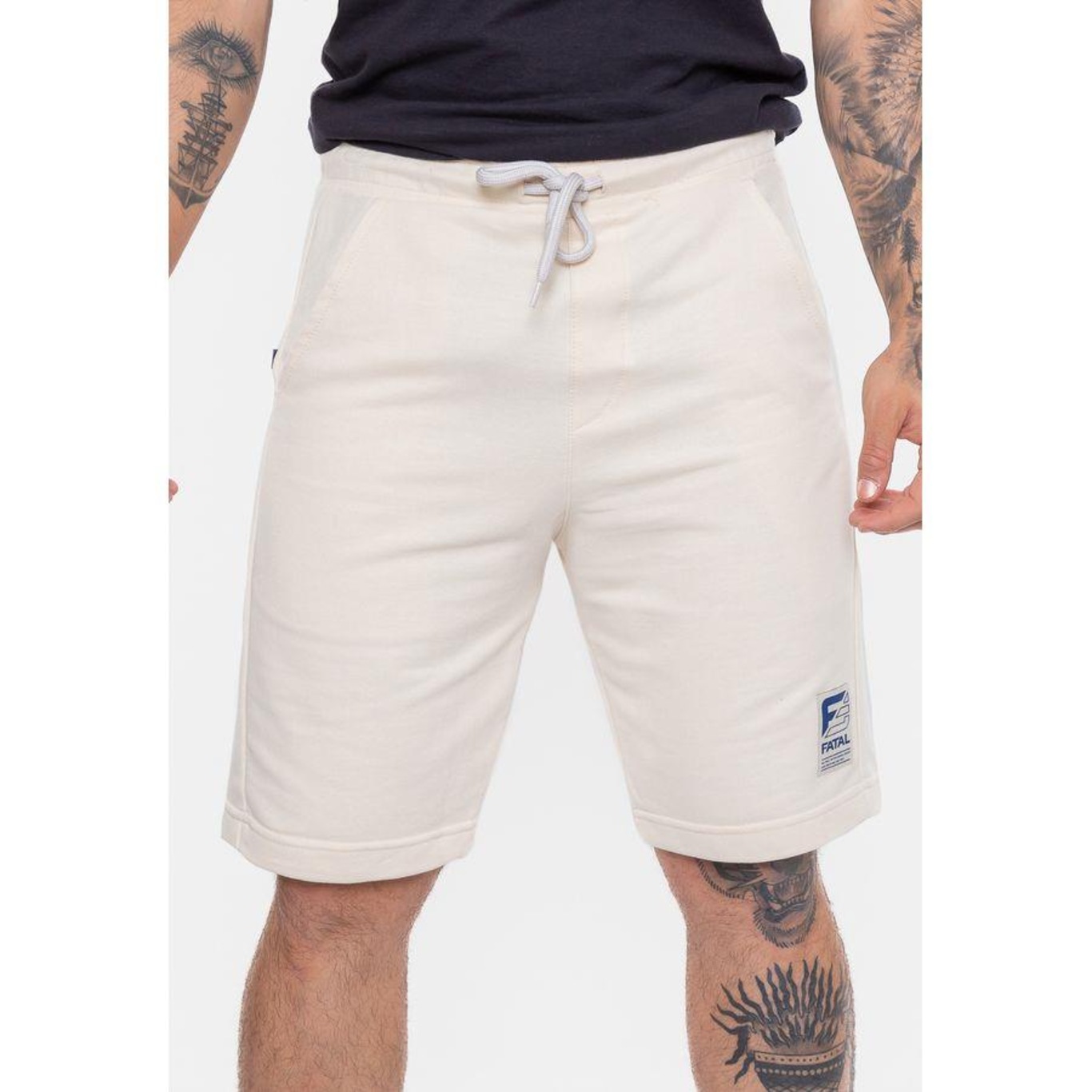 Bermuda de Moletom Fatal Fashion Basic Areia - Masculina - Foto 1