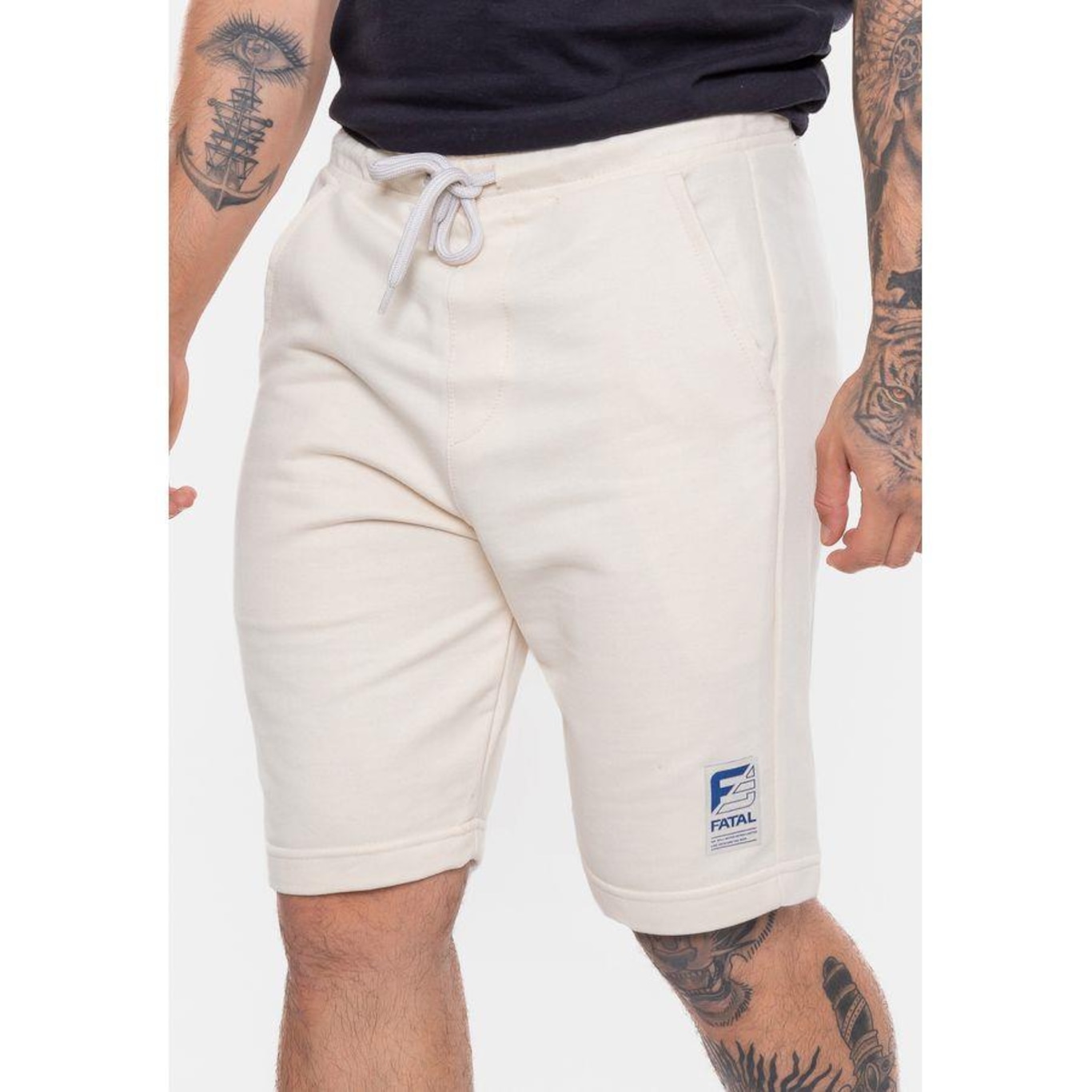 Bermuda de Moletom Fatal Fashion Basic Areia - Masculina - Foto 3