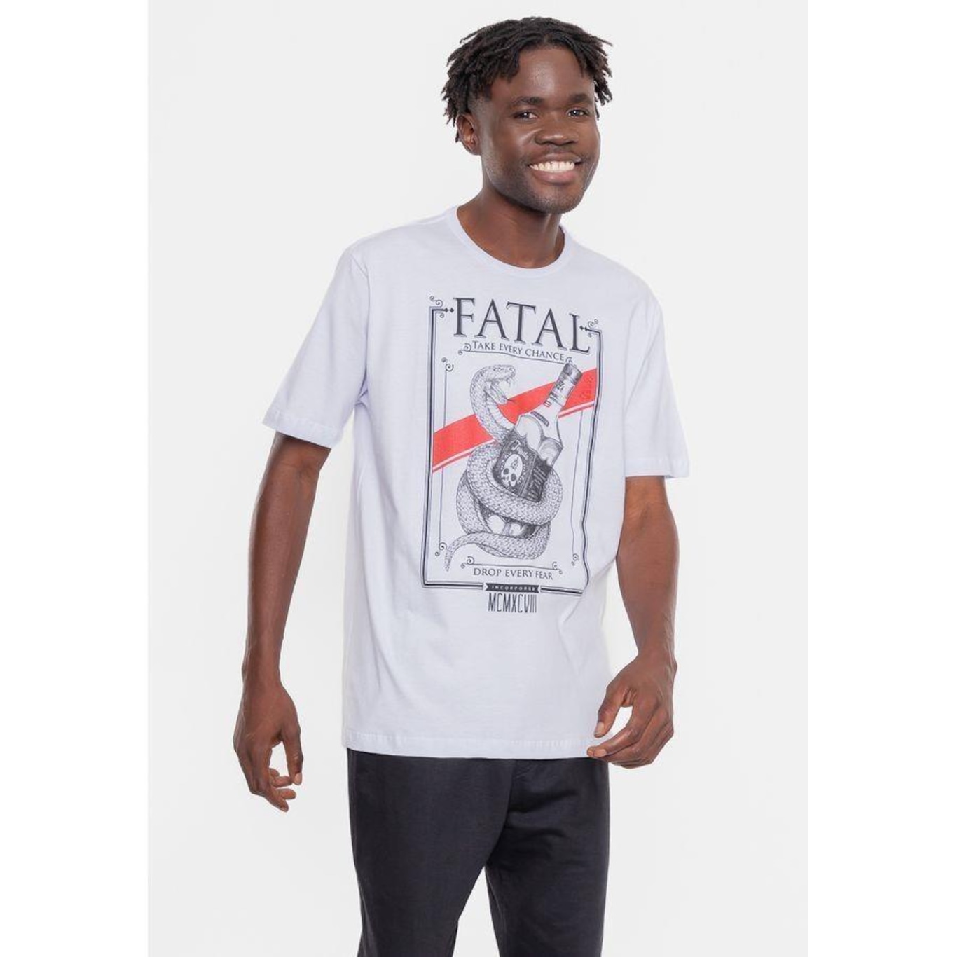 Camiseta Fatal Estampada Snake Branca - Fatal - Masculino - Foto 1