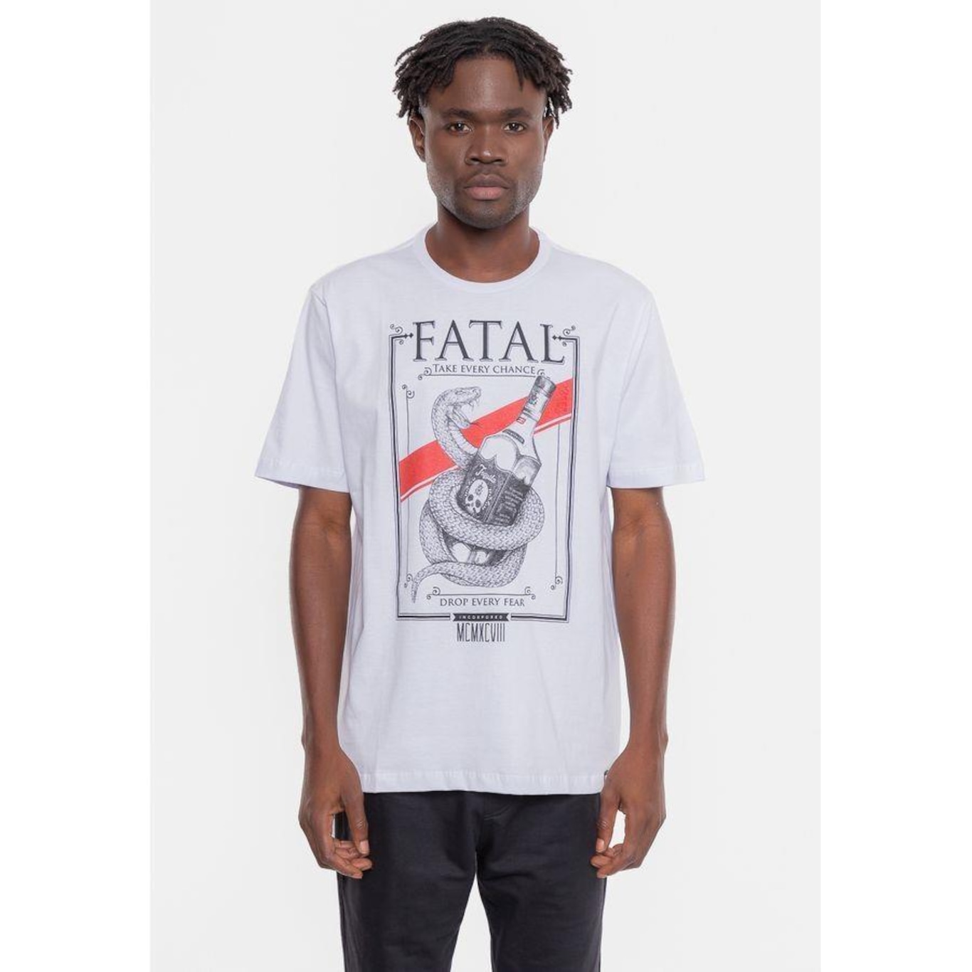 Camiseta Fatal Estampada Snake Branca - Fatal - Masculino - Foto 3