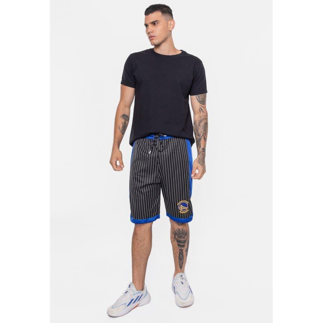 Bermuda Nba Stripe Golden State Warriors Preta - Nba - Masculino - Foto 2