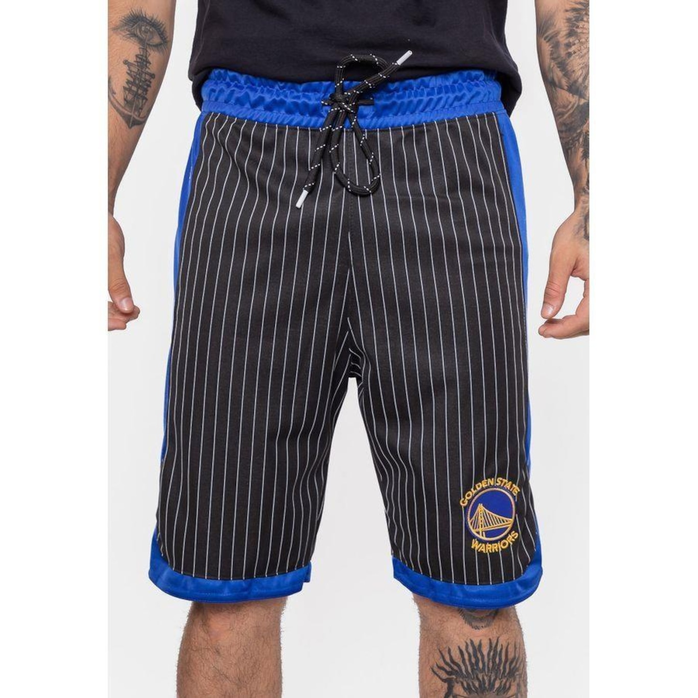 Bermuda Nba Stripe Golden State Warriors Preta - Nba - Masculino - Foto 4