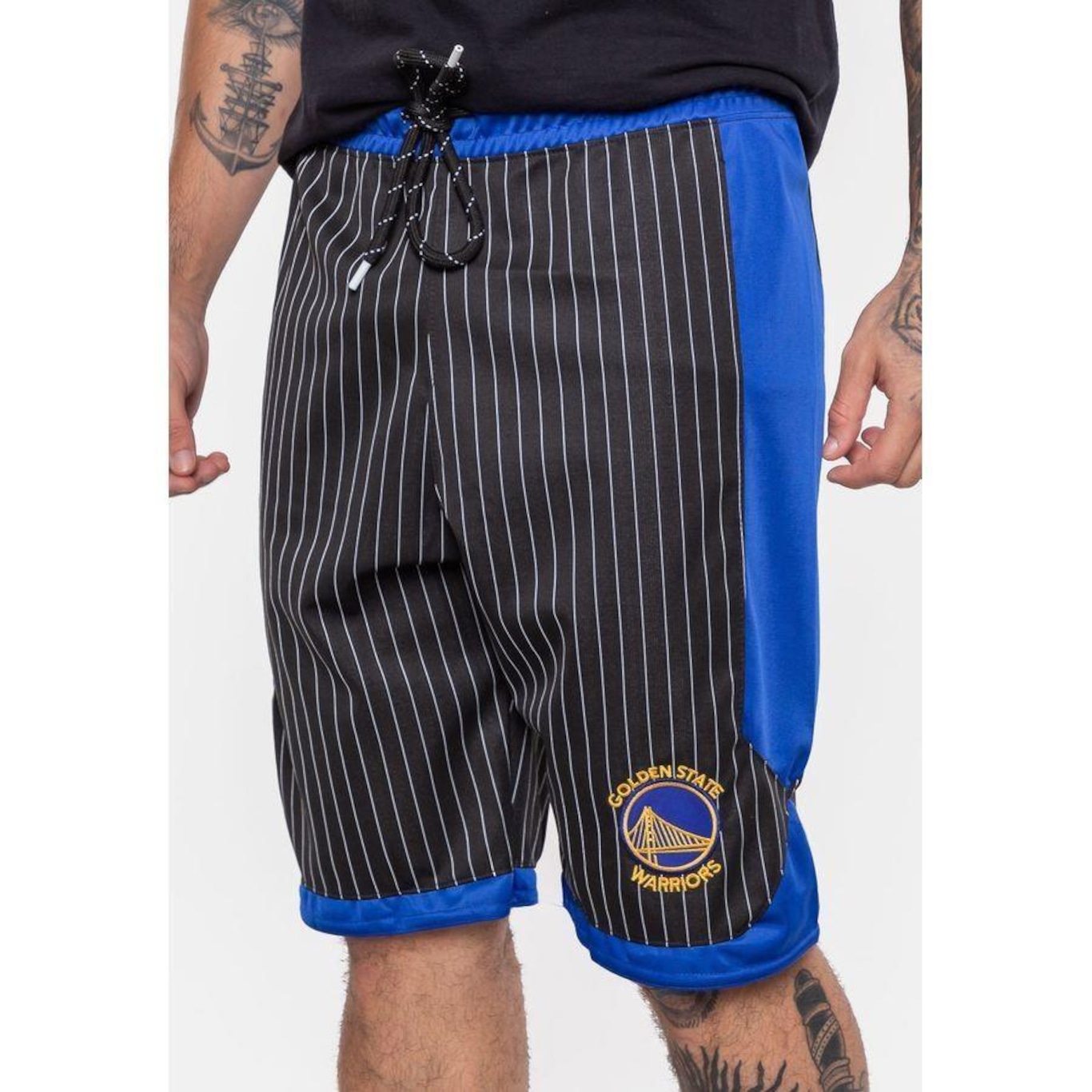 Bermuda Nba Stripe Golden State Warriors Preta - Nba - Masculino - Foto 5