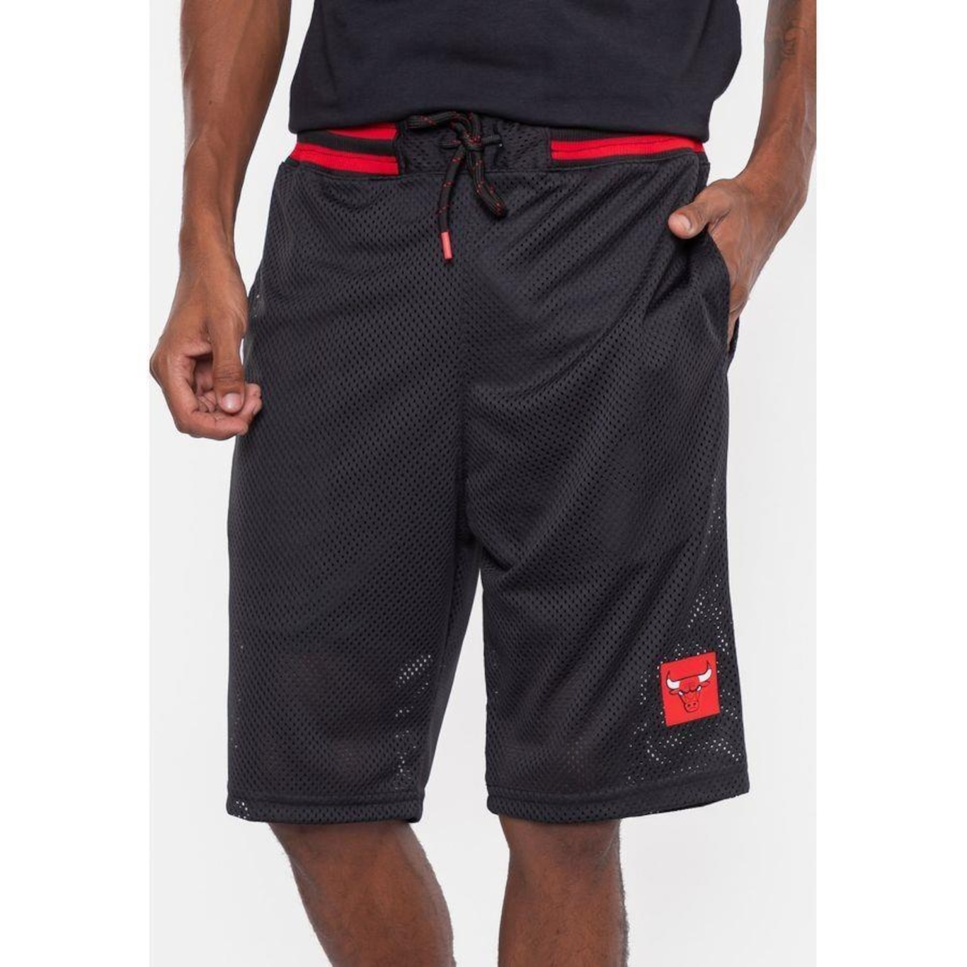 Bermuda Nba Sintética Team Logo Chicago Bulls Preta - Nba - Masculino - Foto 1