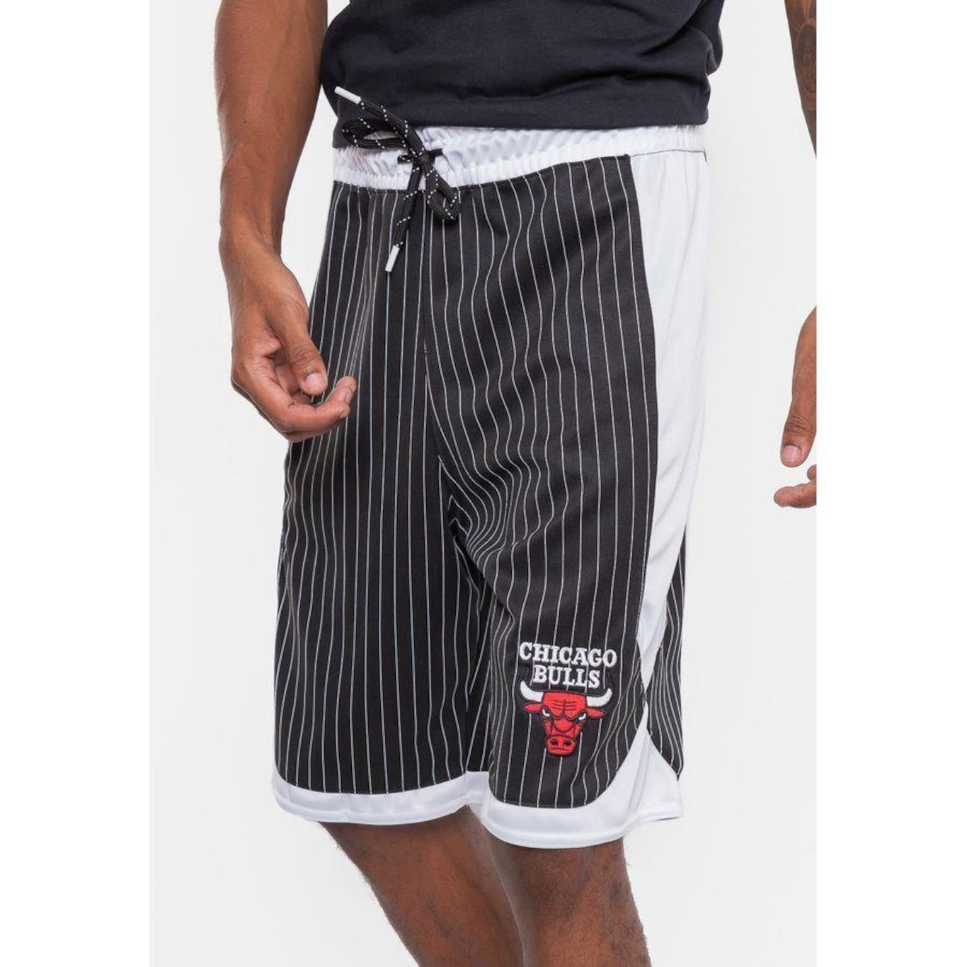 Bermuda Nba Stripe Chicago Bulls Preta - Nba - Masculino - Foto 1