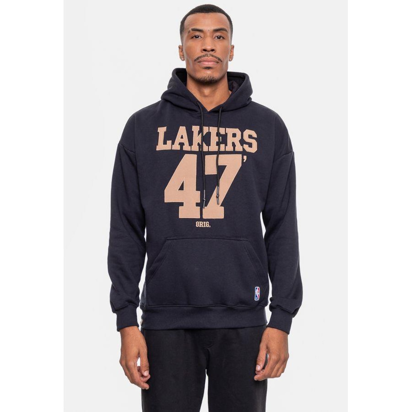 Blusão de Moletom com Capuz Nba Number Twill Los Angeles Lakers - Masculino - Foto 1