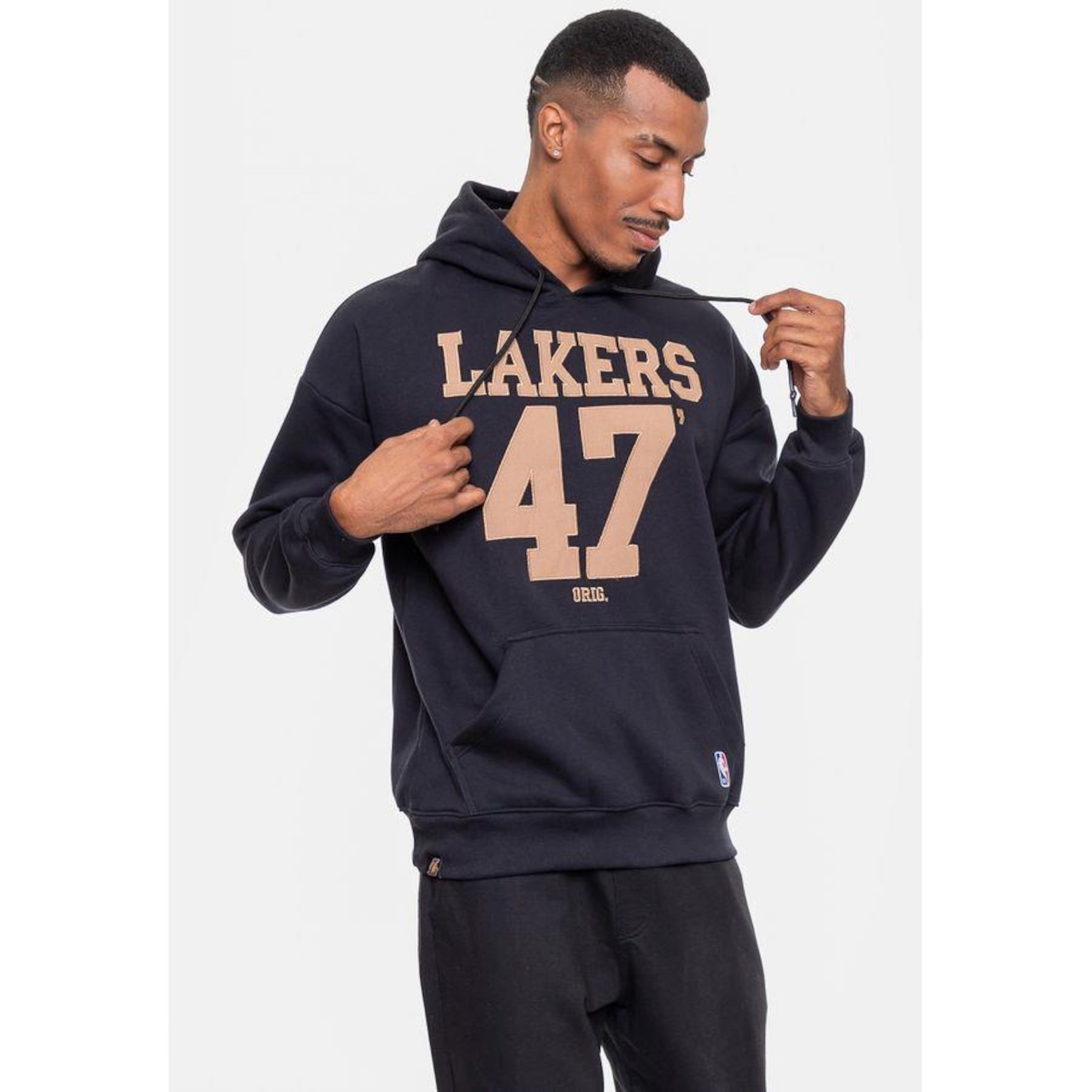 Blusão de Moletom com Capuz Nba Number Twill Los Angeles Lakers - Masculino - Foto 4