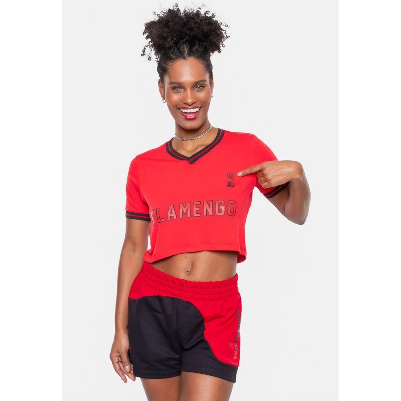 Blusa Cropped Starter Collab Flamengo Oficial - Feminina - Foto 4