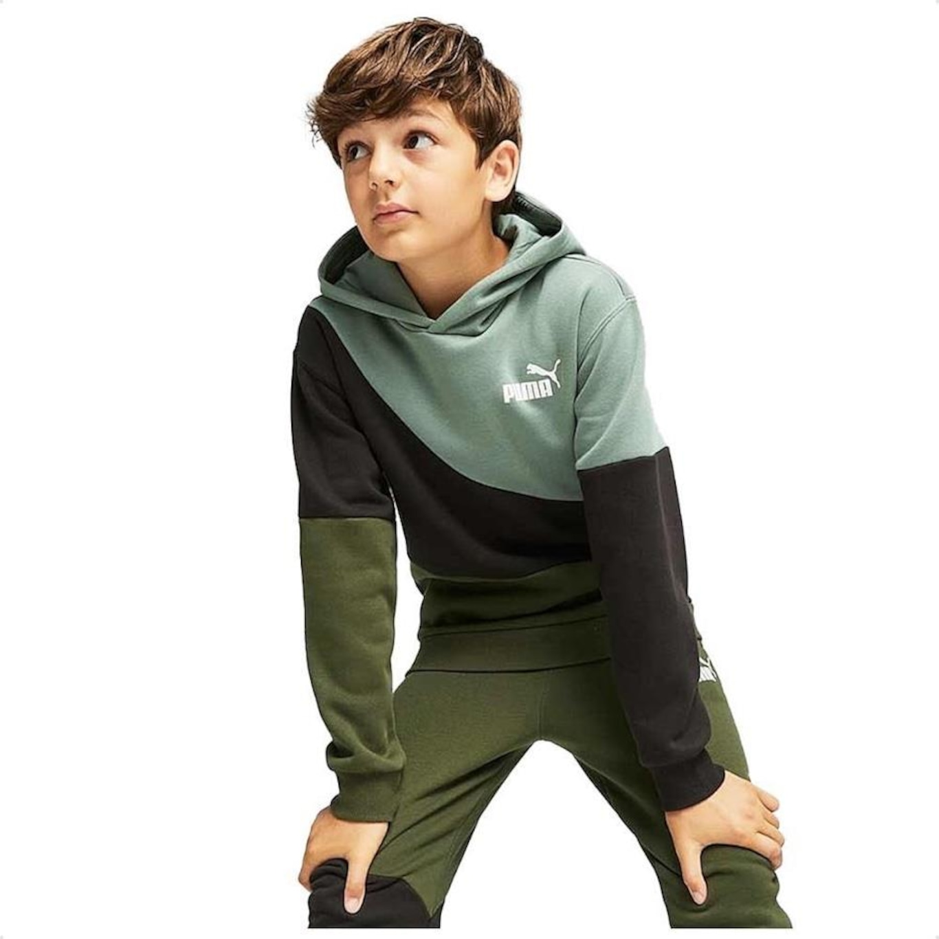 Blusão de Moletom com Capuz Puma Power Cat Hoodie Fl B - Infantil - Foto 1