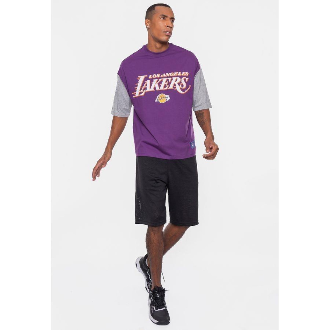 Camiseta Nba Oversized Vintage Los Angeles Lakers - Masculina - Foto 1