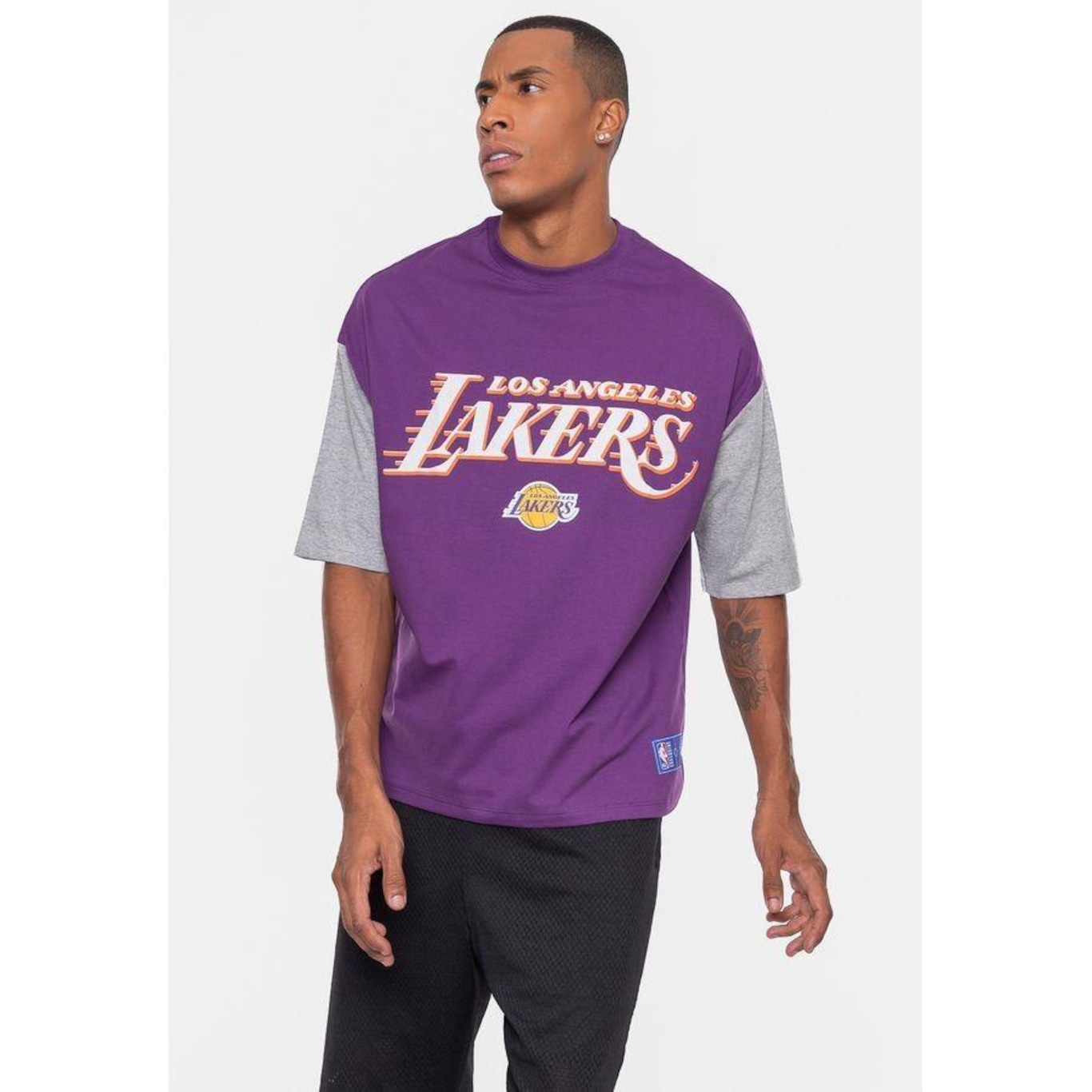 Camiseta Nba Oversized Vintage Los Angeles Lakers - Masculina - Foto 3