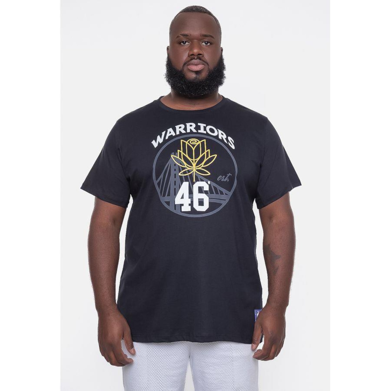 Camiseta Nba Plus Size City Number Golden Stante Warriors - Masculina - Foto 1