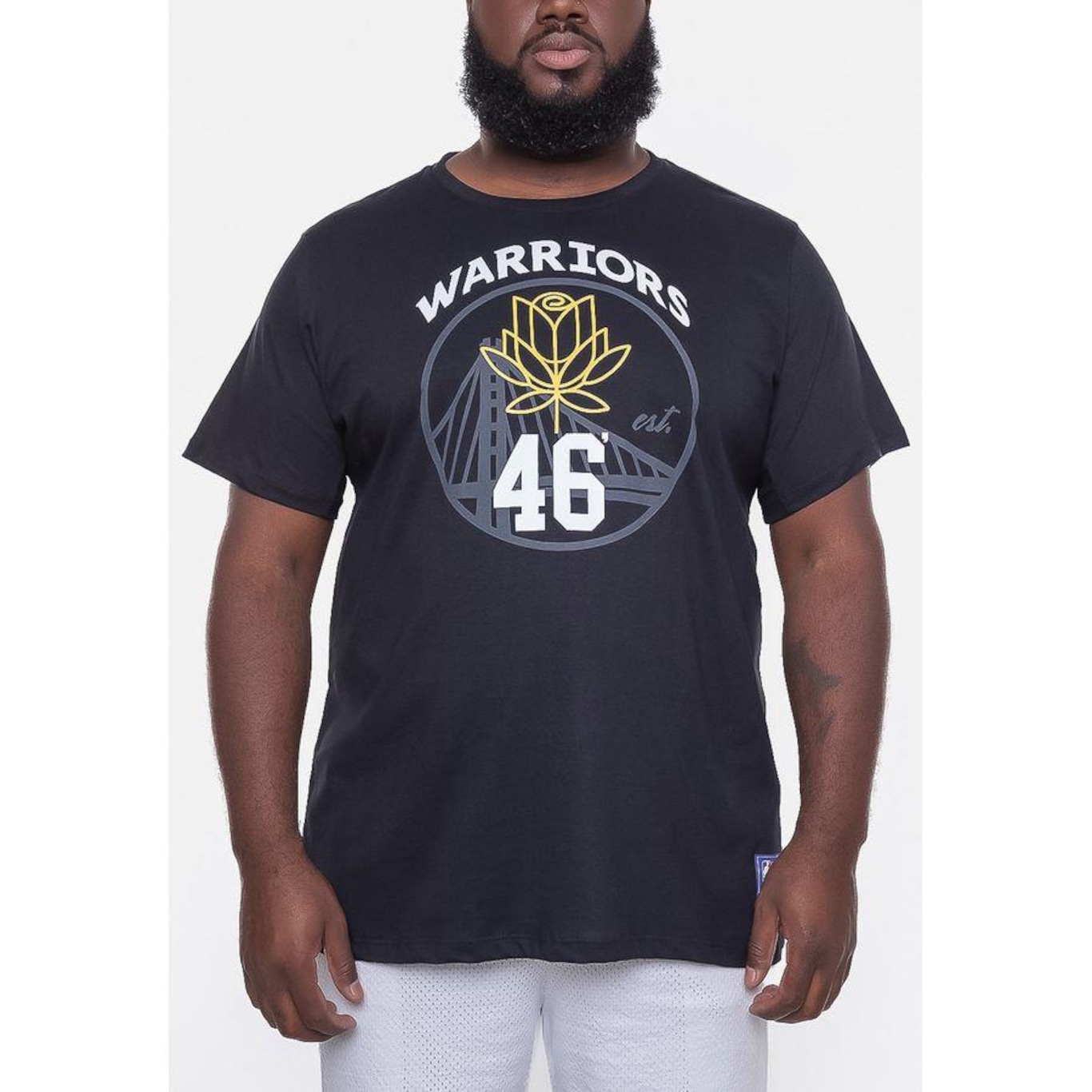 Camiseta Nba Plus Size City Number Golden Stante Warriors - Masculina - Foto 3