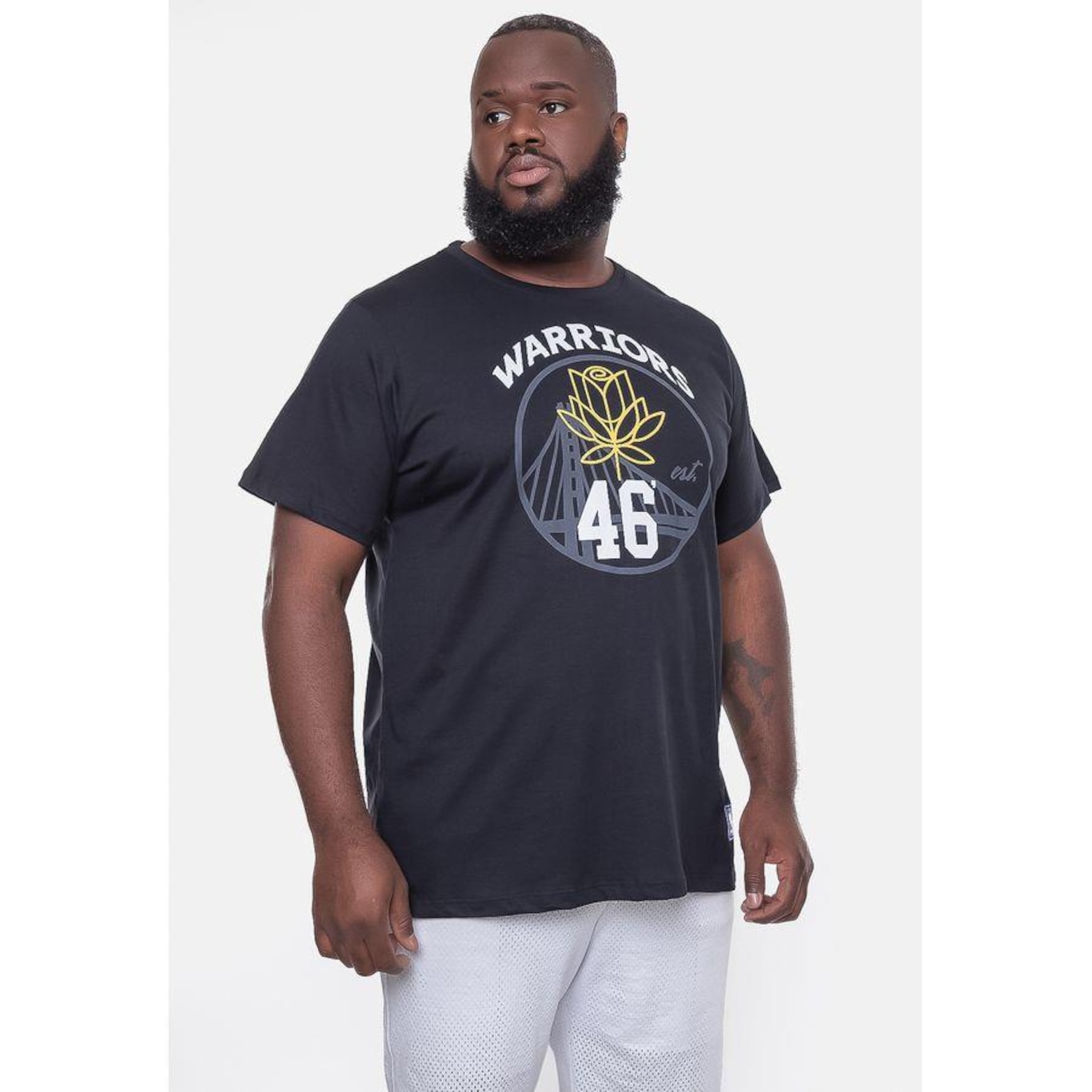 Camiseta Nba Plus Size City Number Golden Stante Warriors - Masculina - Foto 4