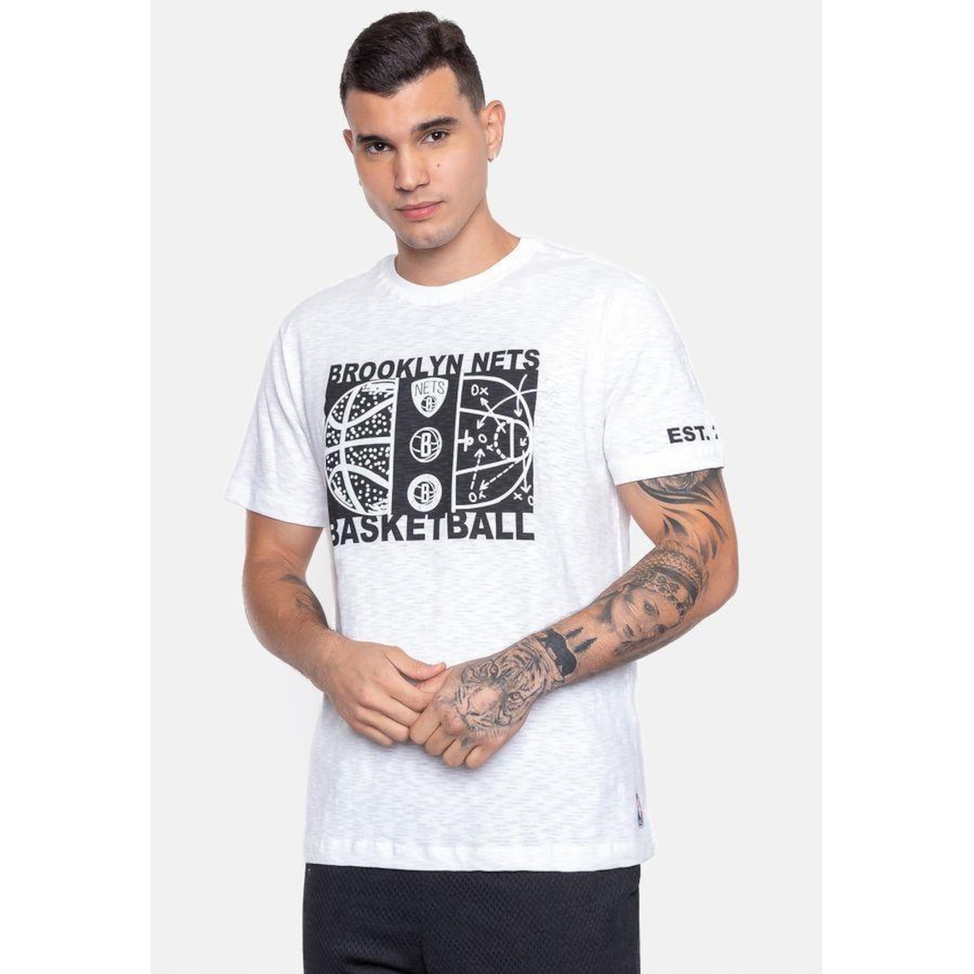 Camiseta Nba Straight Up Brooklyn Nets - Masculina - Foto 4