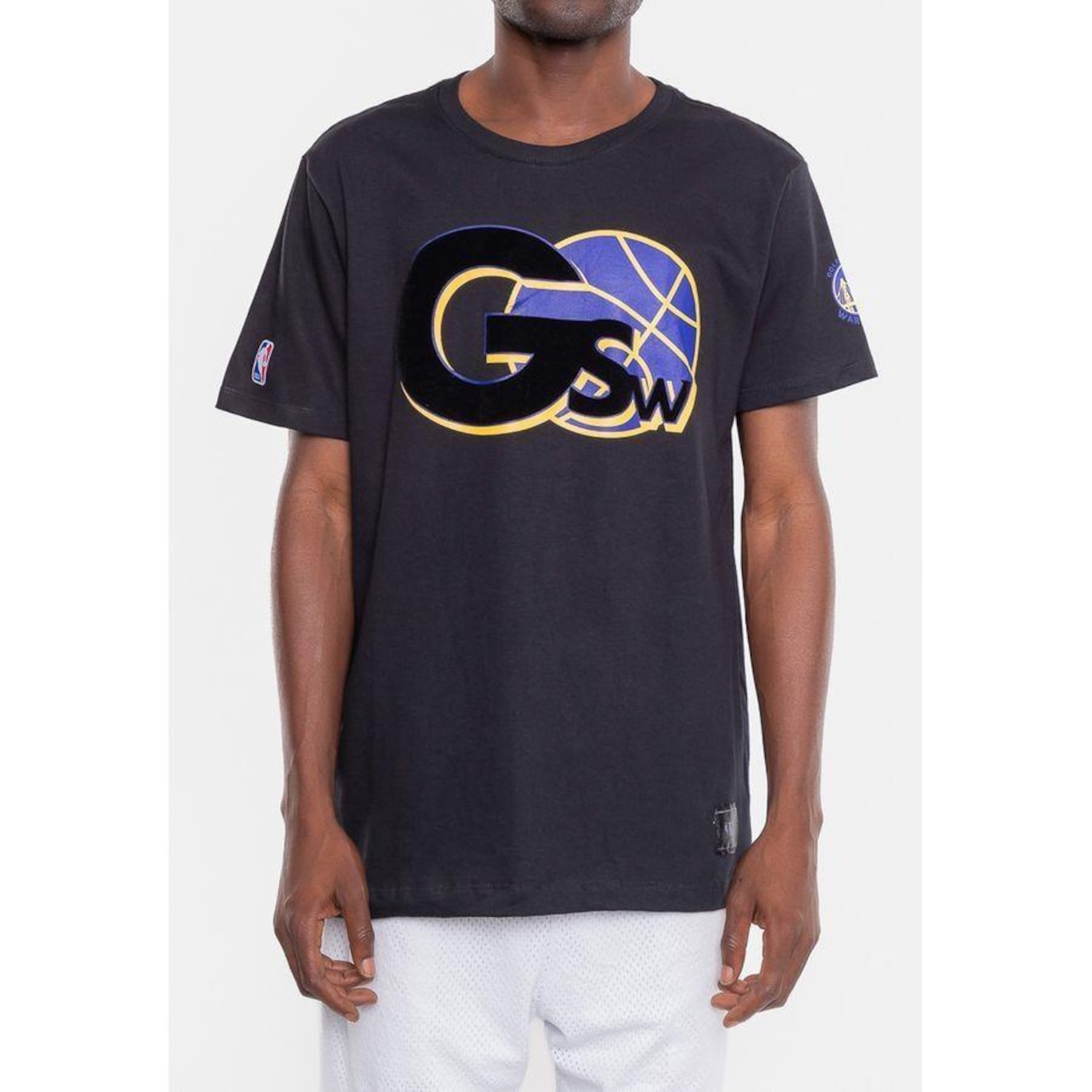 Camiseta Nba Floco Golden Stante Warriors  - Masculina - Foto 2