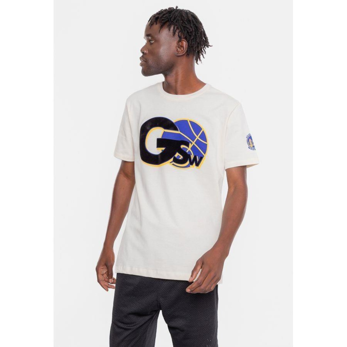 Camiseta Nba Floco Golden Stante Warriors  - Masculina - Foto 2