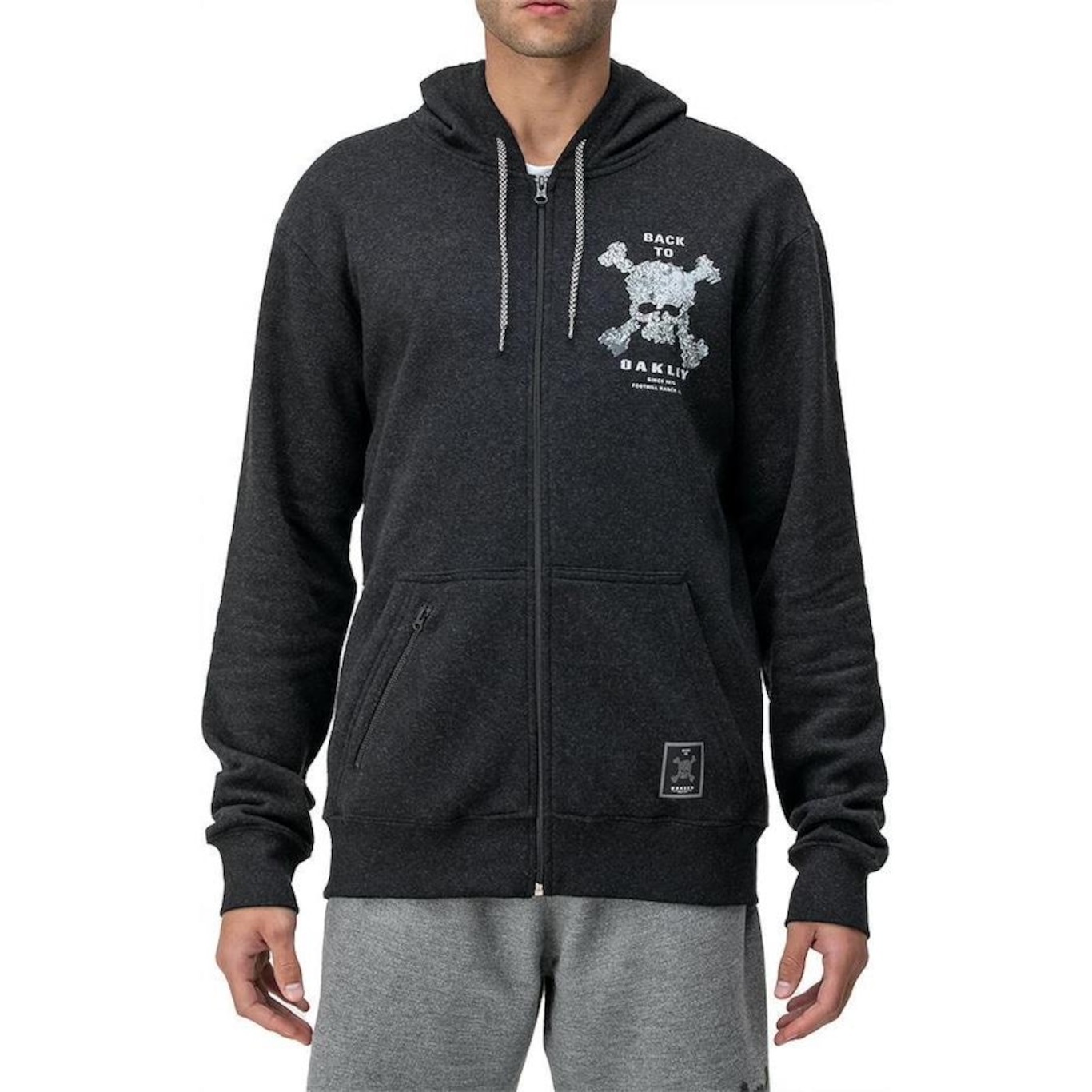 Blusão de Moletom com Capuz Oakley Aberto Back To Skull Wt24 - Masculino - Foto 1