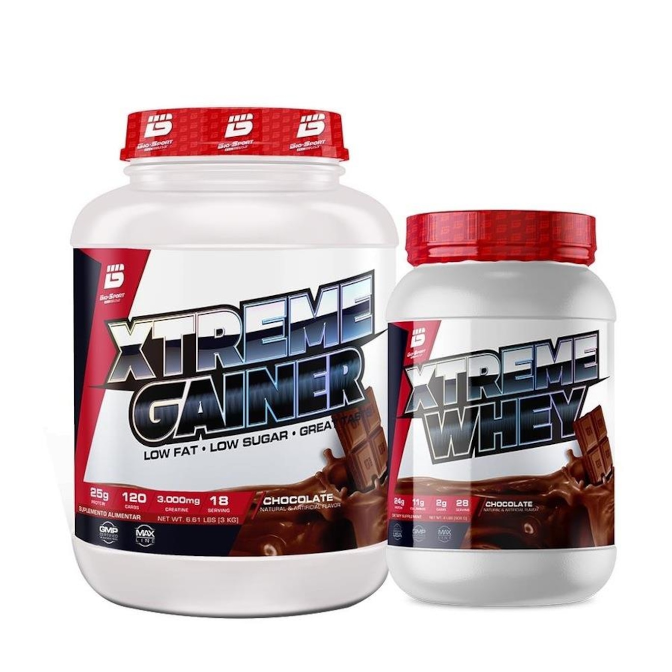 Kit Xtreme Hiper Calórico Gainer 3Kg + Whey Protein 900G - Bio Sport Usa - Foto 1